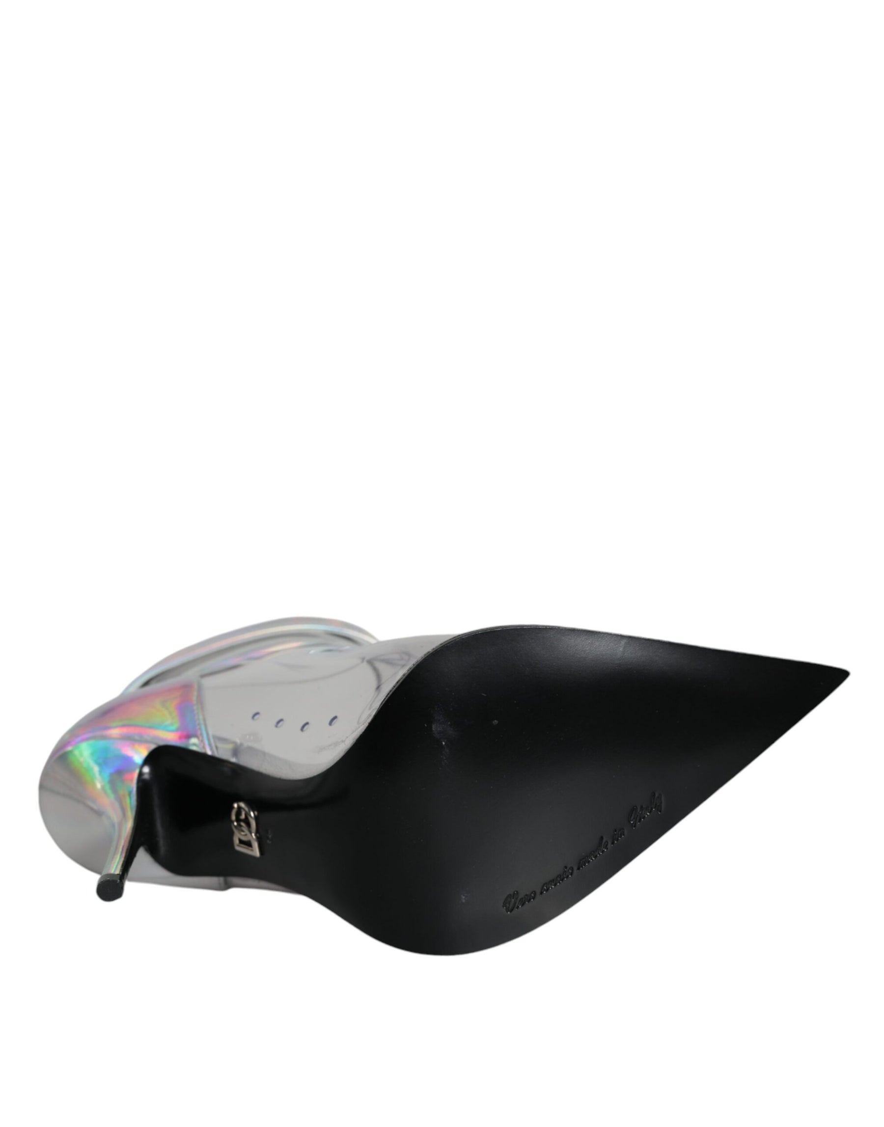 Dolce & Gabbana Silver Iridescent PVC Pointed Short Boots Shoes | Regal Royce