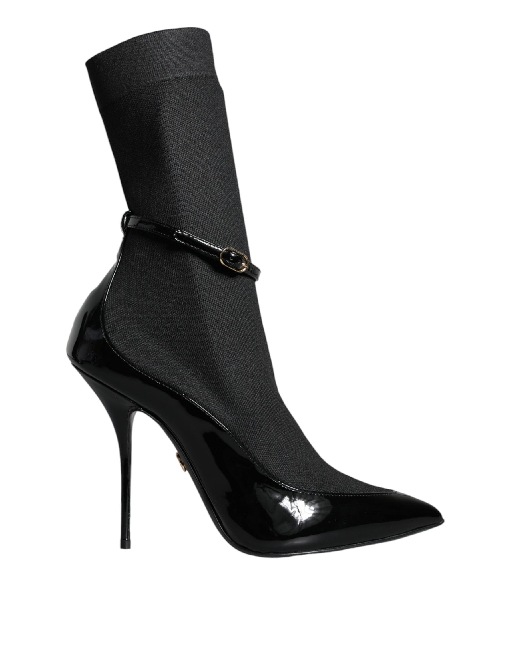 Dolce & Gabbana Black Leather Stilettos Booties Socks Shoes | Regal Royce