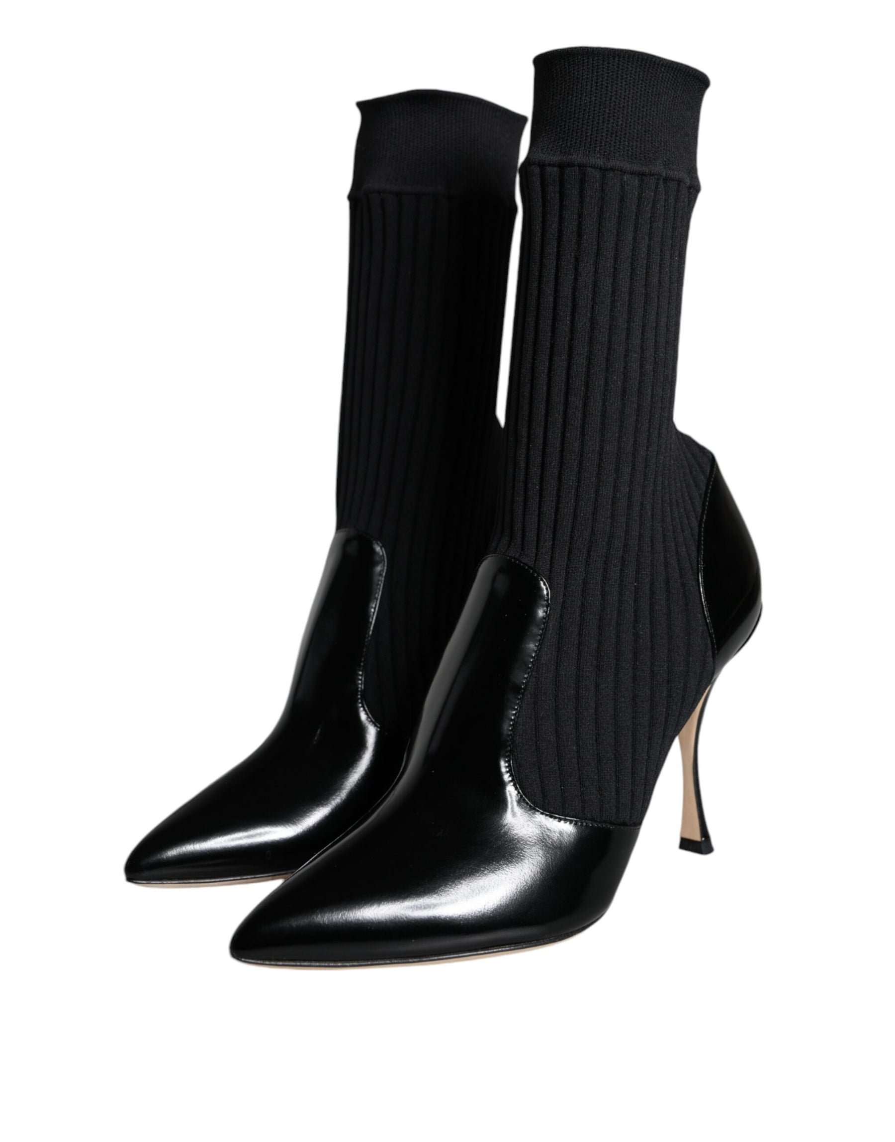 Dolce & Gabbana Black Stretch Stilettos Booties Socks Shoes | Regal Royce