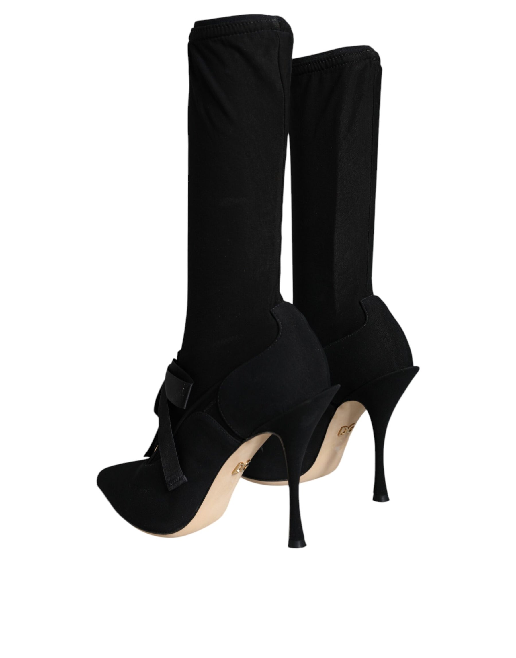 Dolce & Gabbana Black Stiletto Heels Mid Calf Boots Shoes | Regal Royce