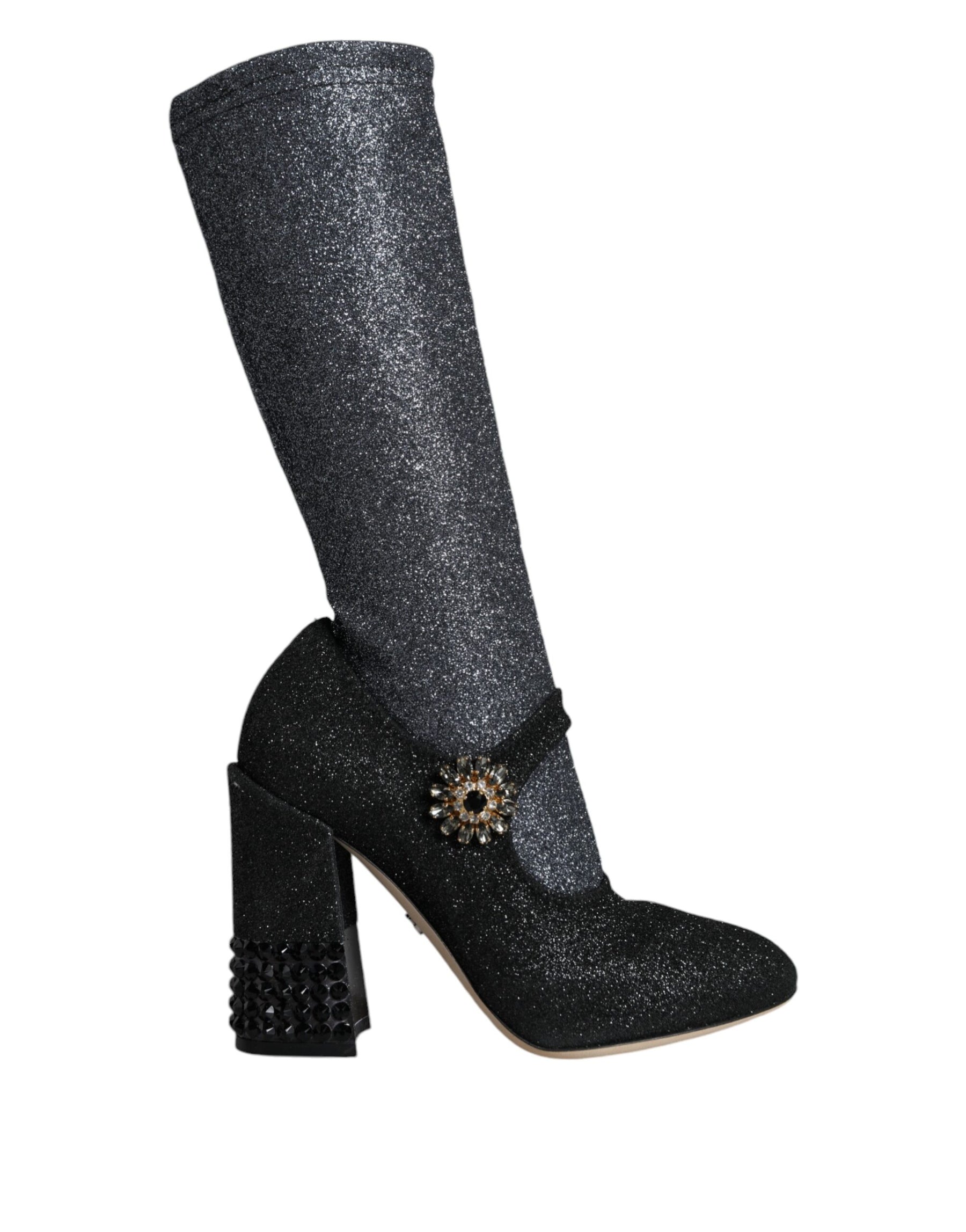 Dolce & Gabbana Black Crystal Mary Janes Booties Shoes | Regal Royce