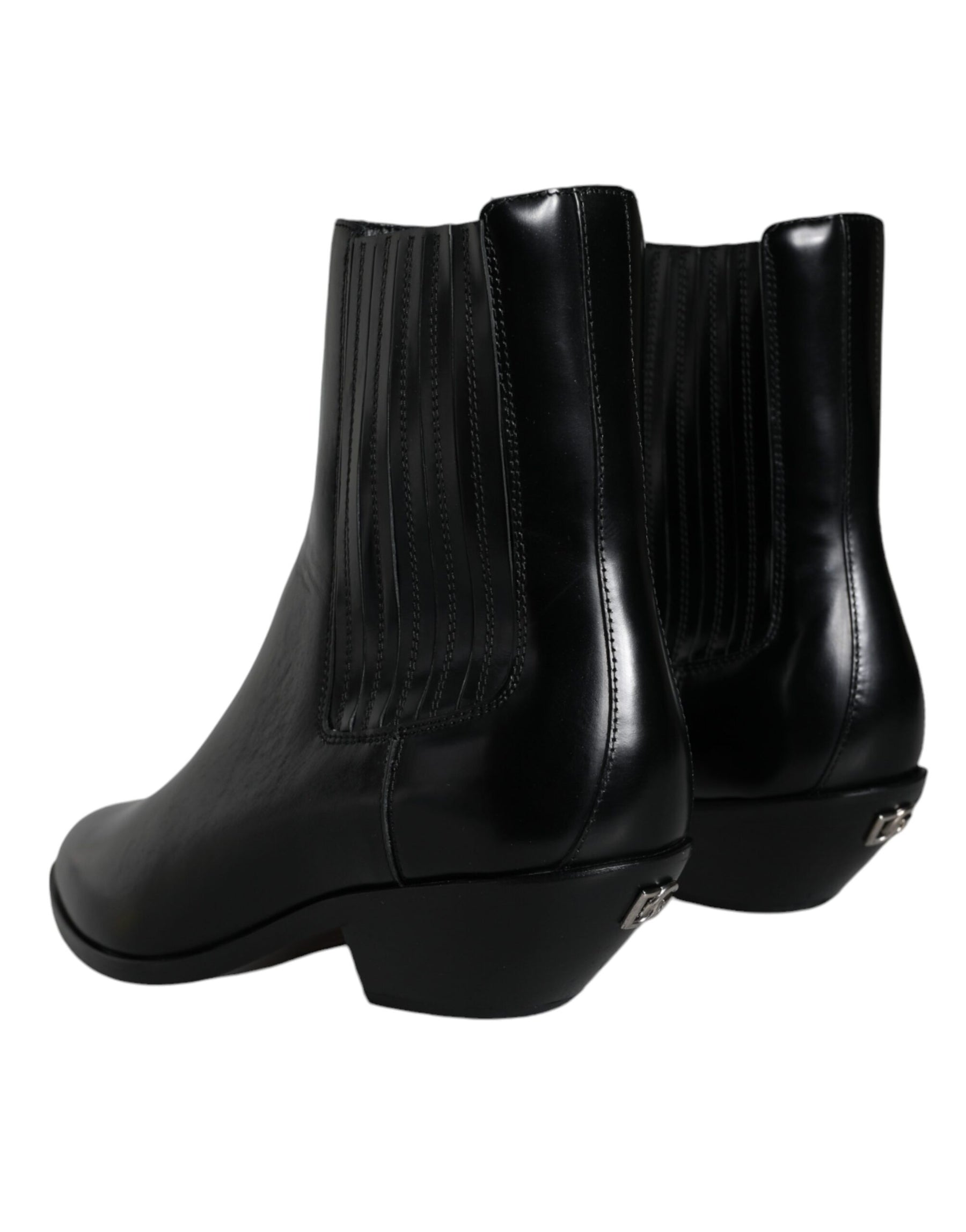 Dolce & Gabbana Black Leather Ankle Boots Booties Shoes | Regal Royce