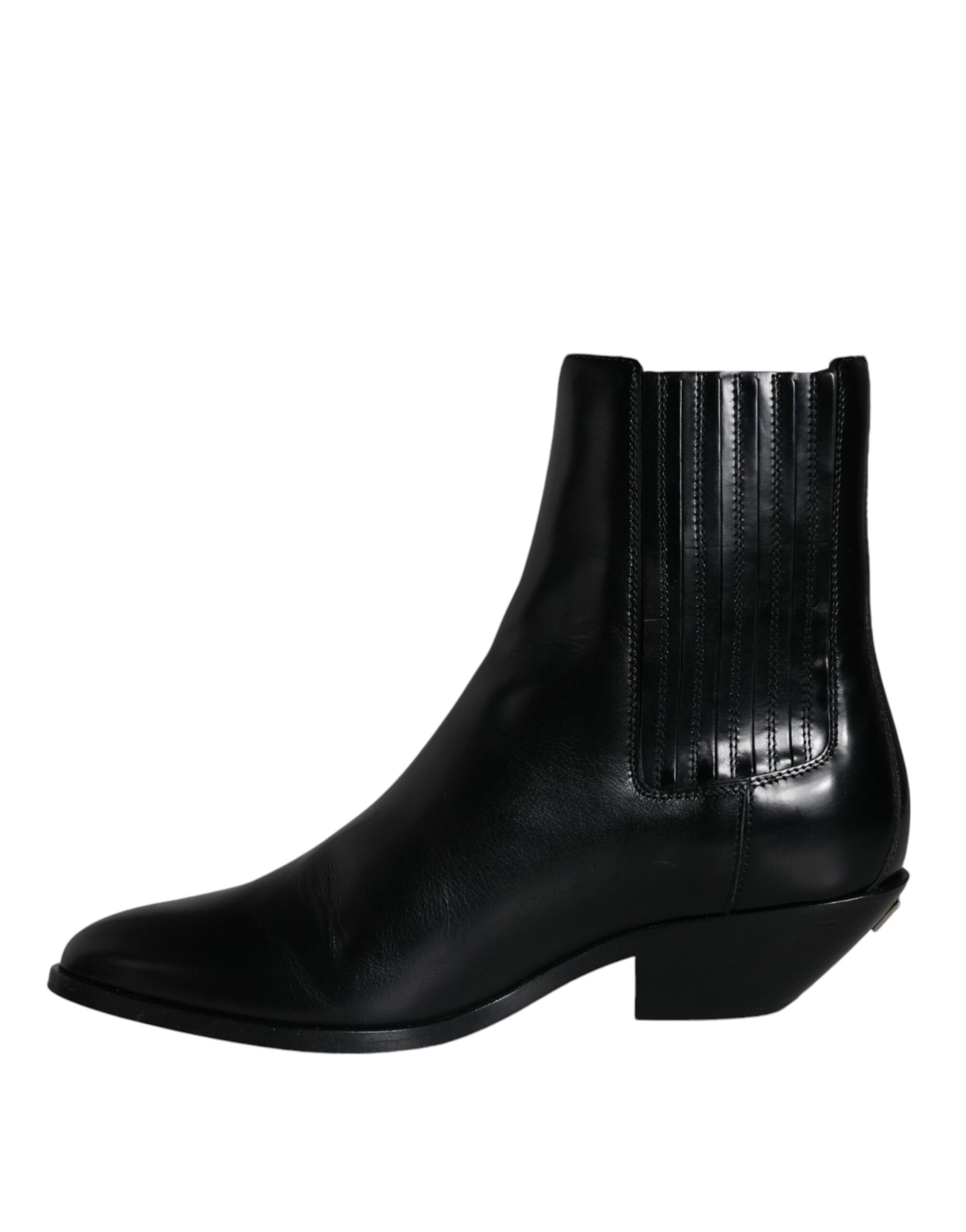 Dolce & Gabbana Black Leather Ankle Boots Booties Shoes | Regal Royce
