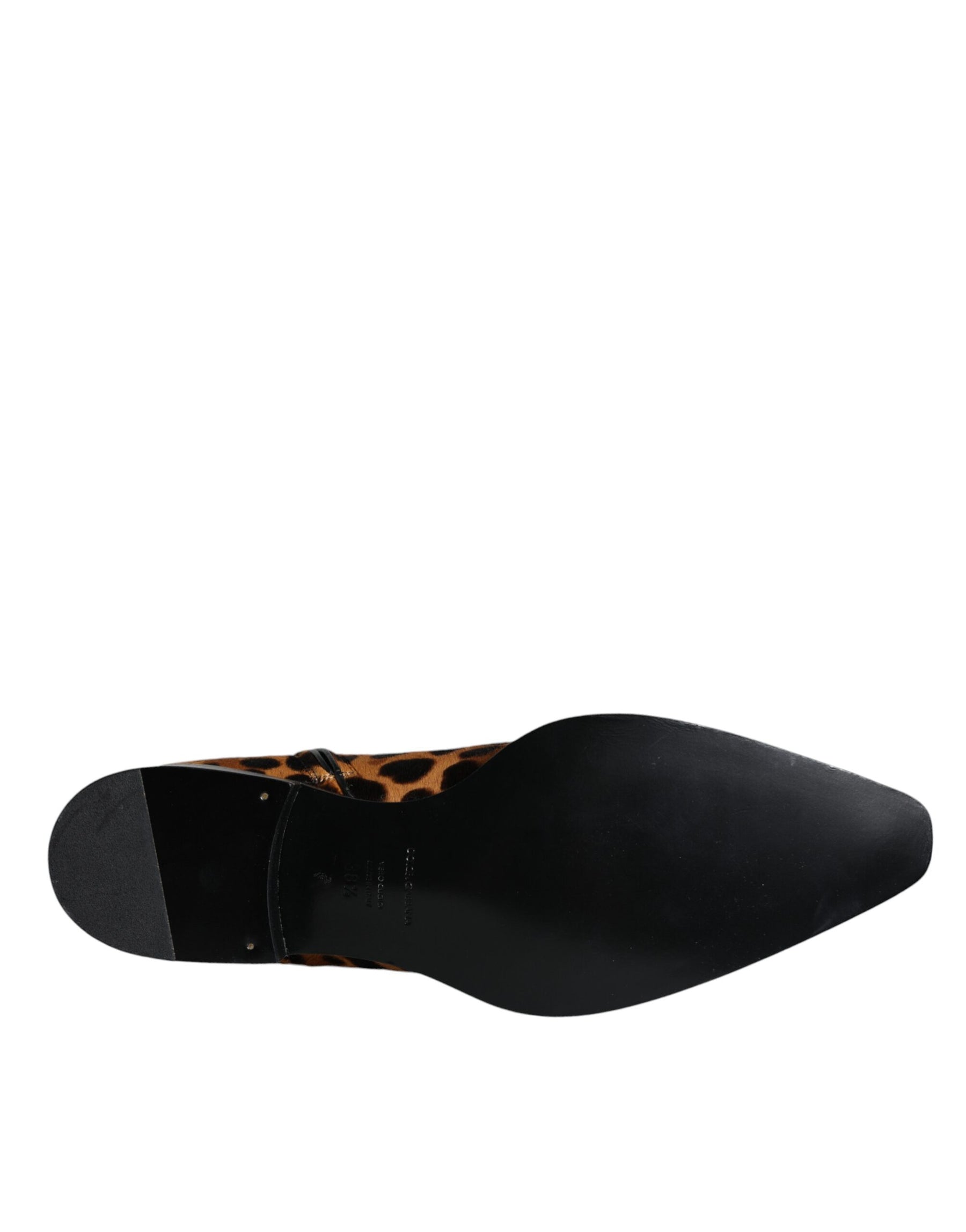 Dolce & Gabbana Brown Leopard Calf Fur Ankle Boots Shoes | Regal Royce