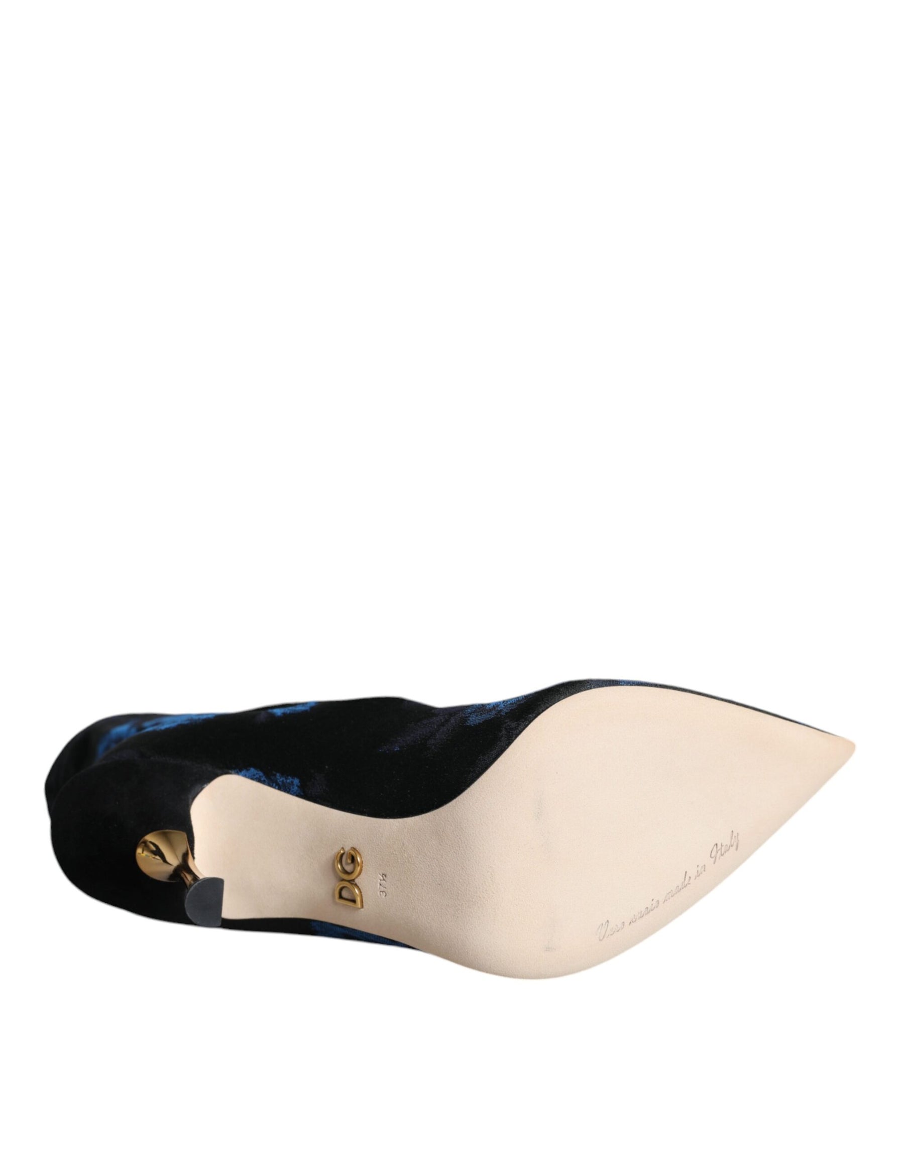 Dolce & Gabbana Black Floral Stretch Mid Calf Boots Shoes | Regal Royce