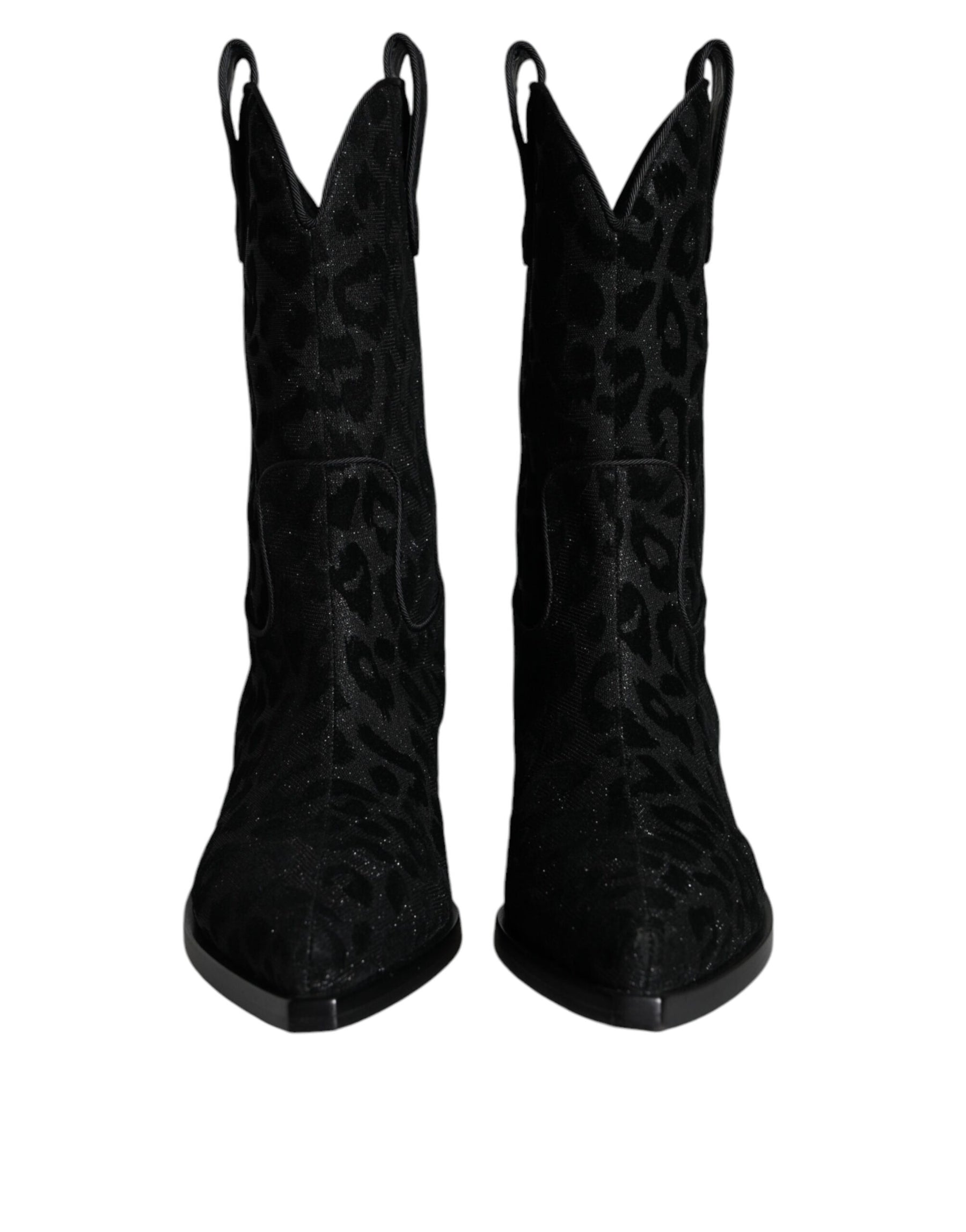 Dolce & Gabbana Black Gray Leopard Cowboy Boots Shoes | Regal Royce