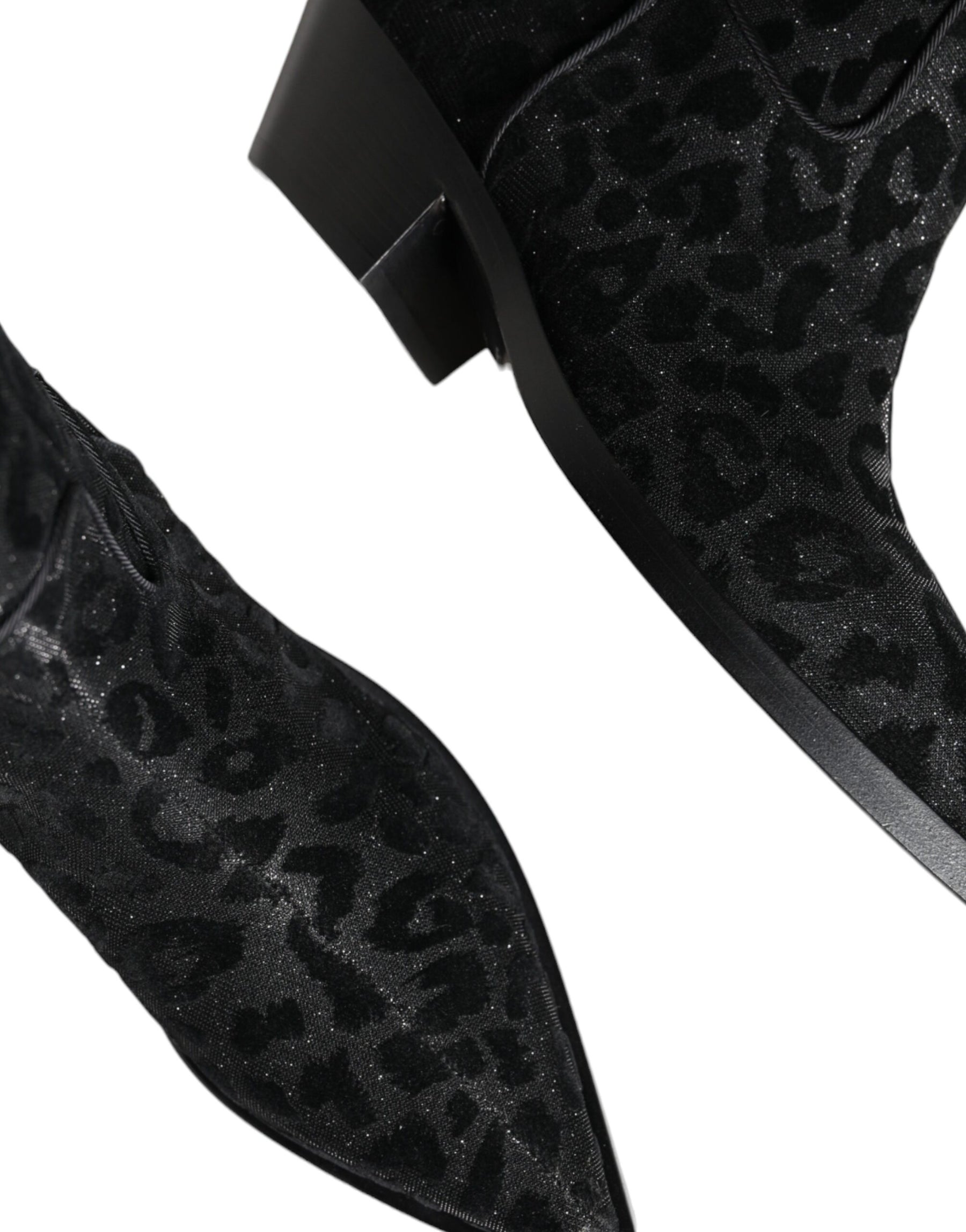 Dolce & Gabbana Black Gray Leopard Cowboy Boots Shoes | Regal Royce