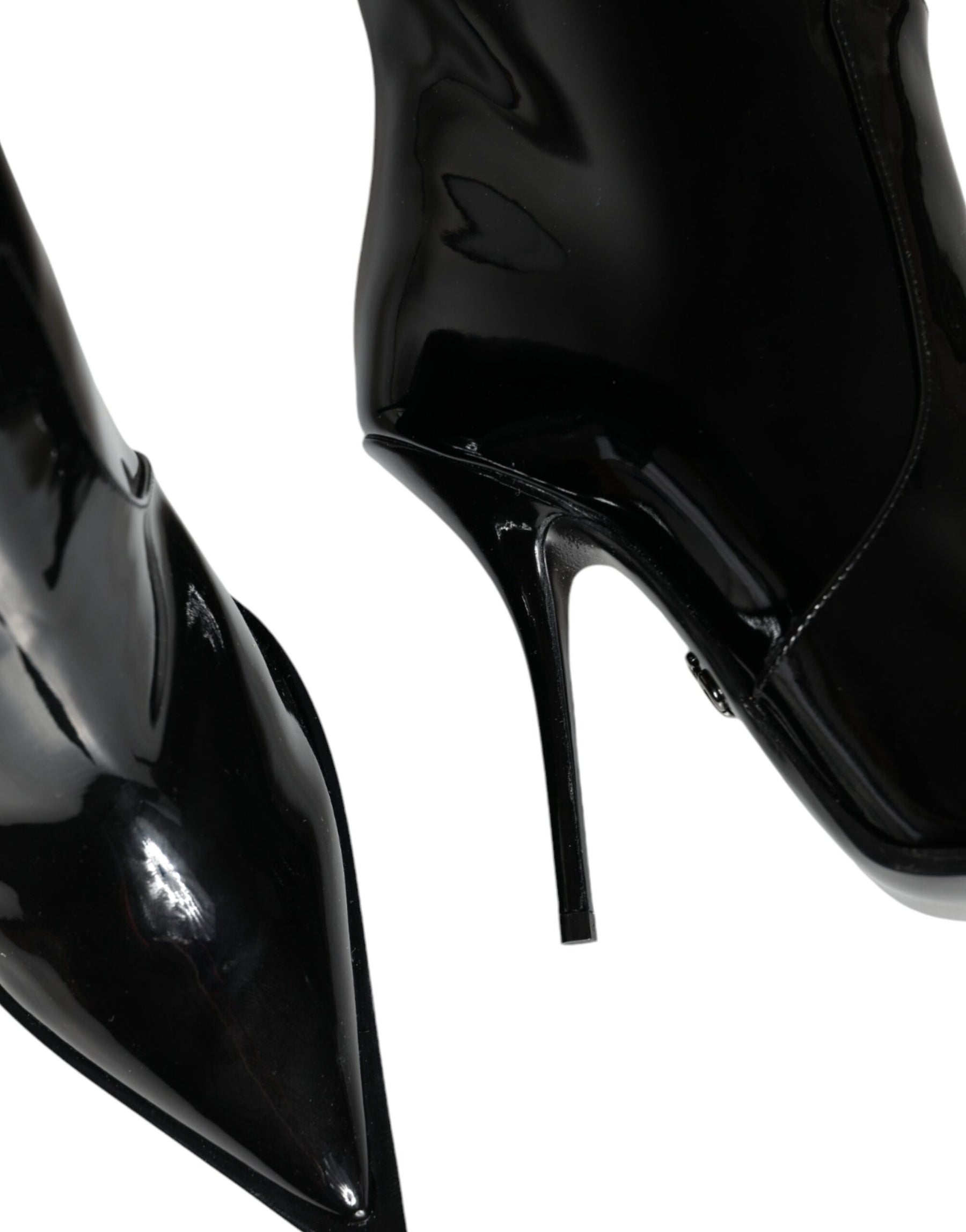Dolce & Gabbana Black Patent Leather Knee High Boots Shoes | Regal Royce