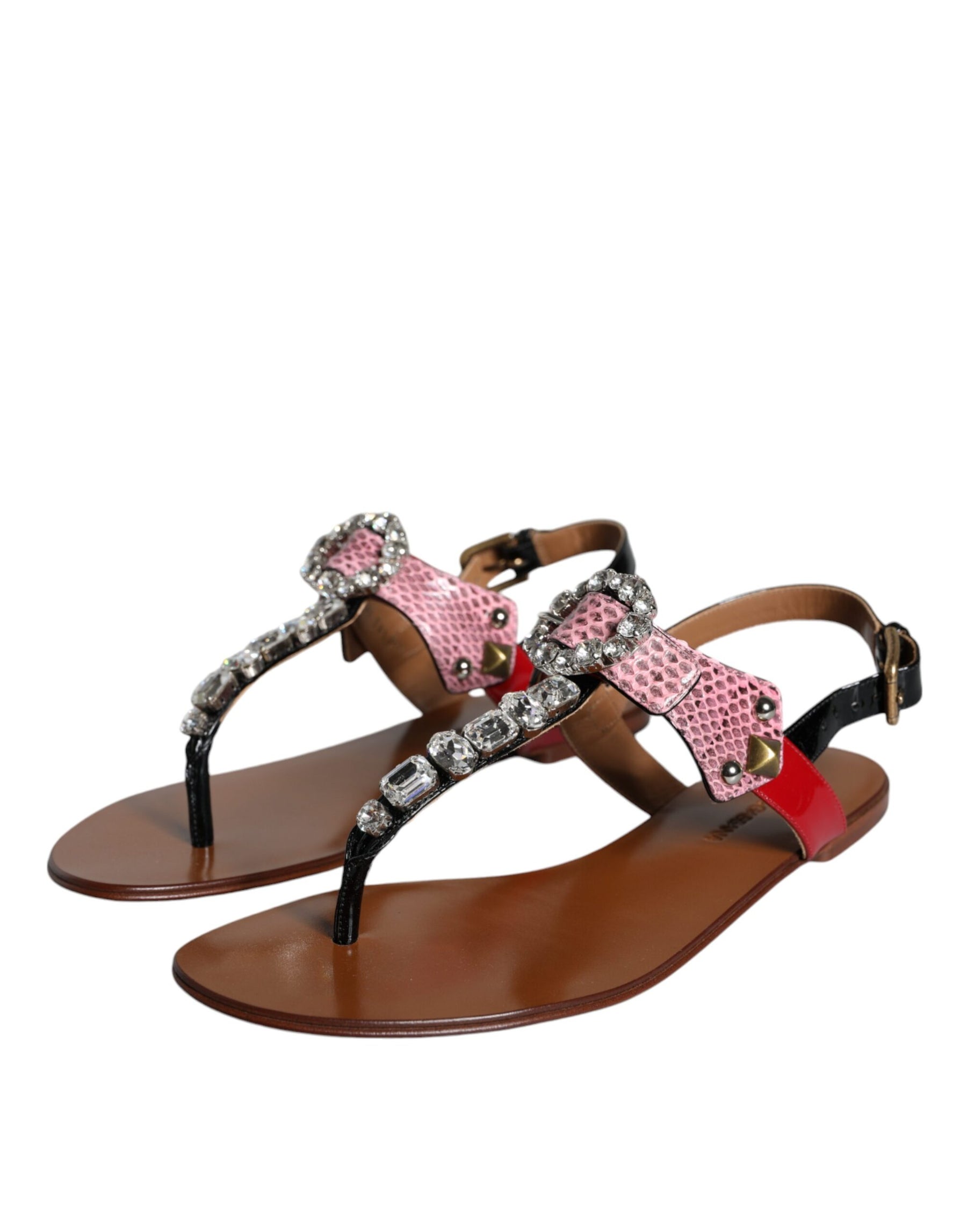 Dolce & Gabbana Multicolor Crystal Sandals Flip Flops Shoes | Regal Royce