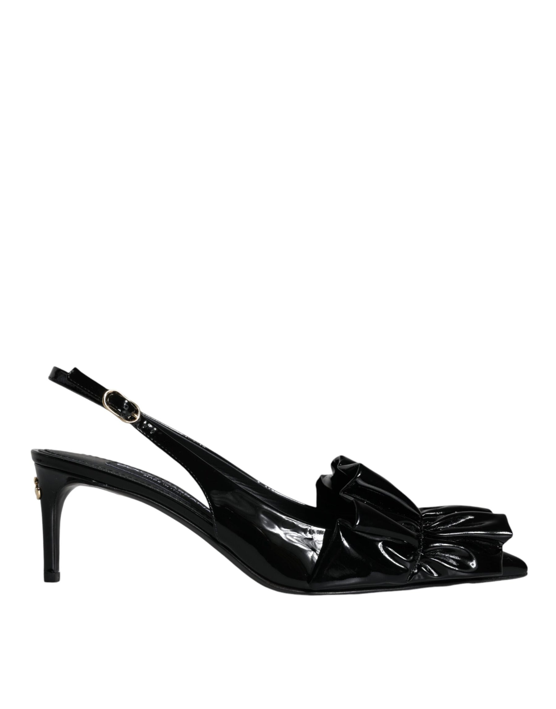 Dolce & Gabbana Black Patent Leather Heels Slingback Shoes | Regal Royce