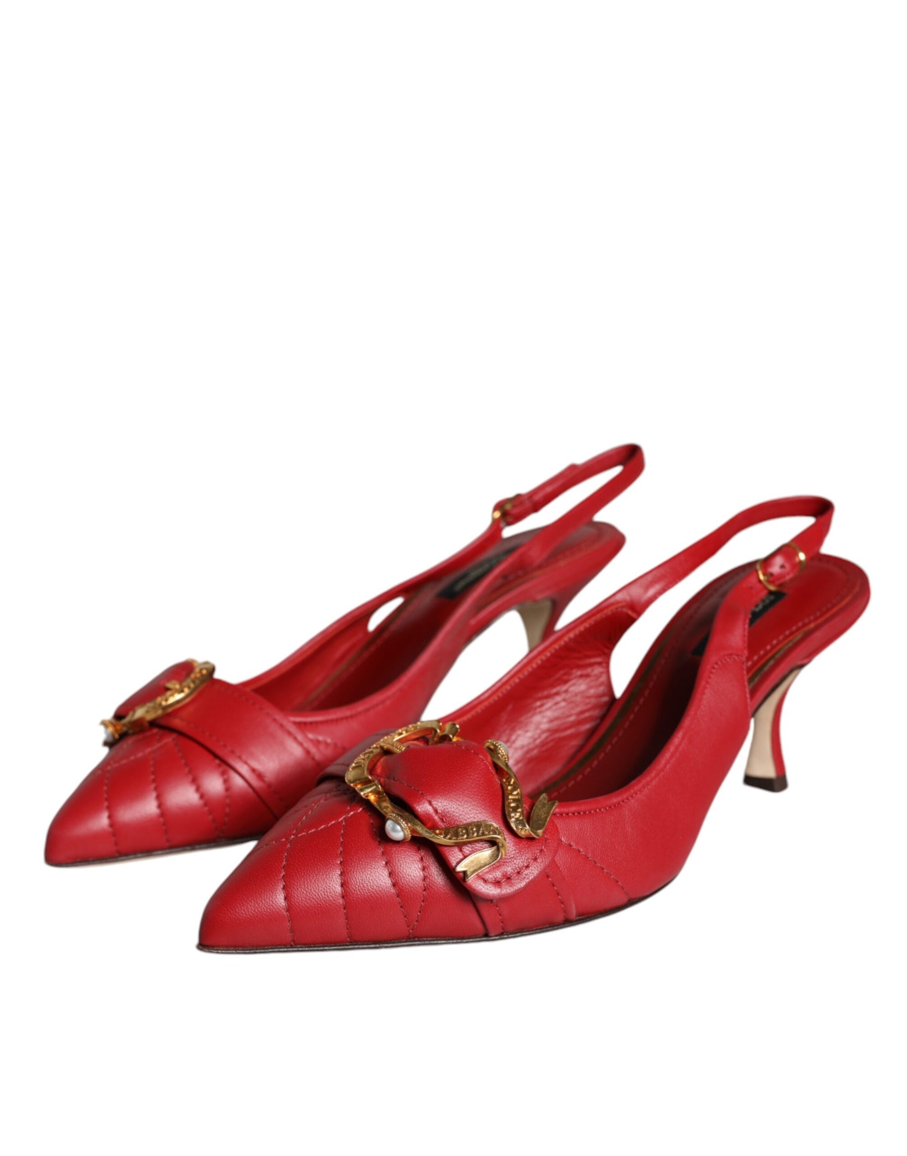 Dolce & Gabbana Red Devotion Leather Heels Slingback Shoes | Regal Royce