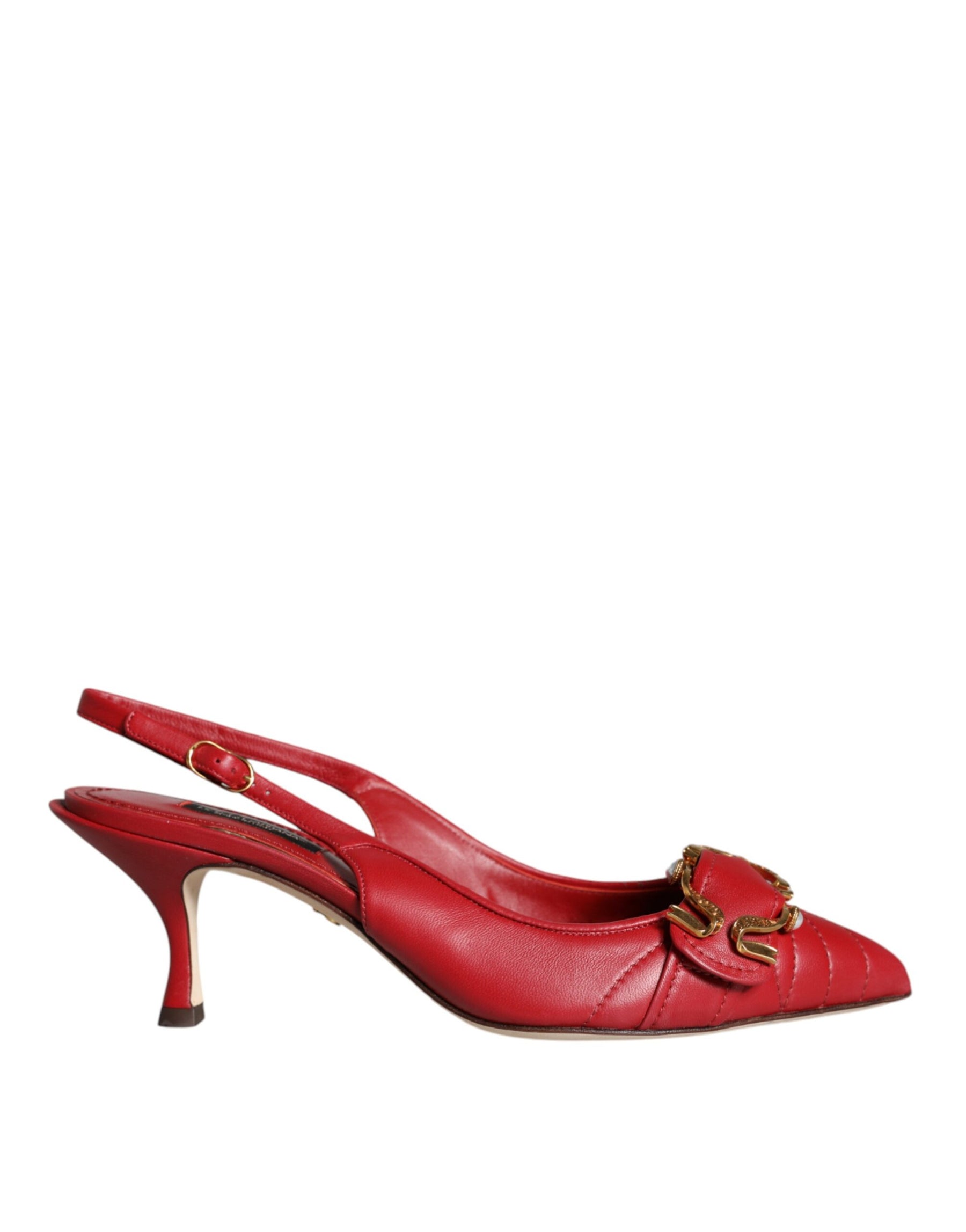 Dolce & Gabbana Red Devotion Leather Heels Slingback Shoes | Regal Royce