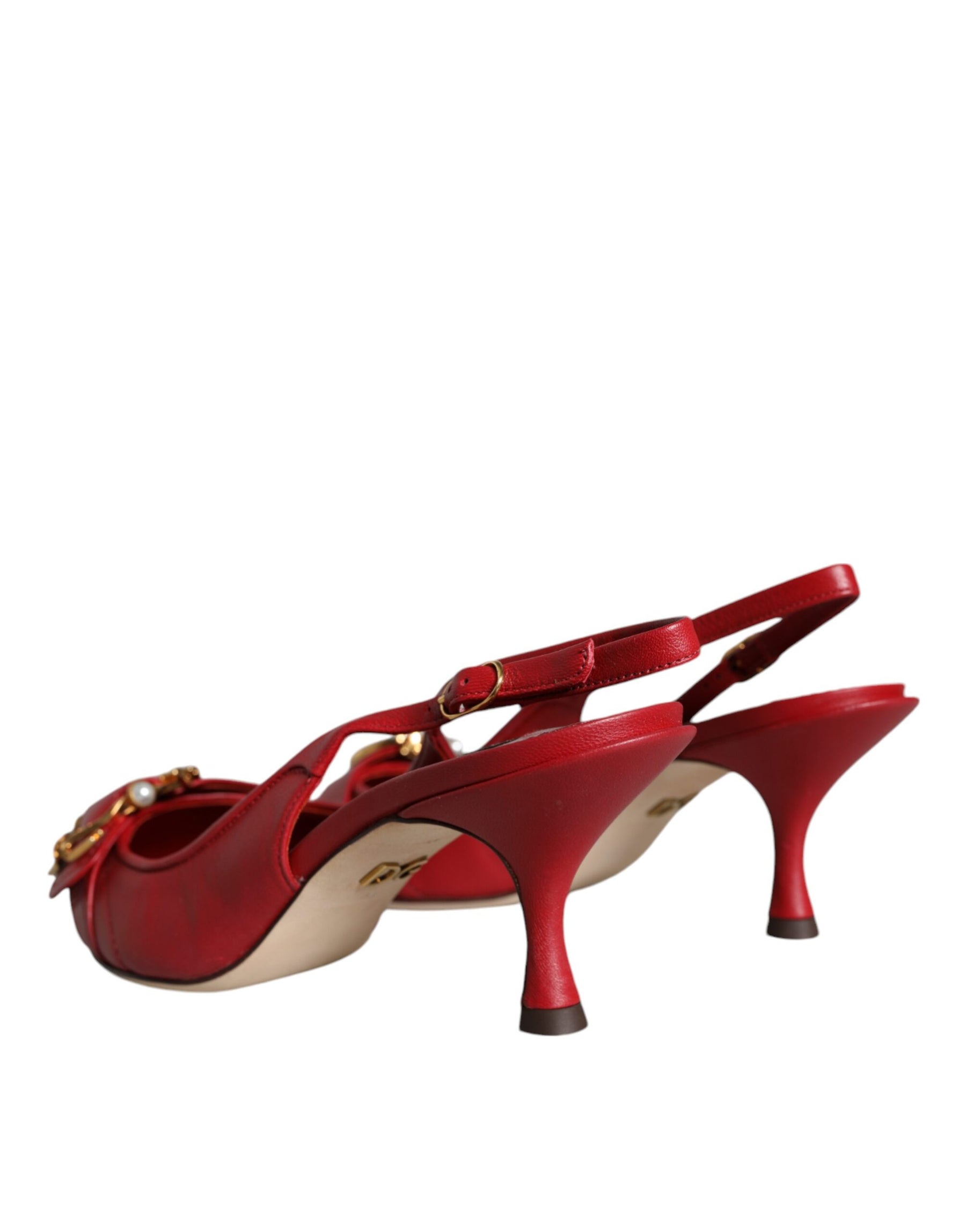 Dolce & Gabbana Red Devotion Leather Heels Slingback Shoes | Regal Royce