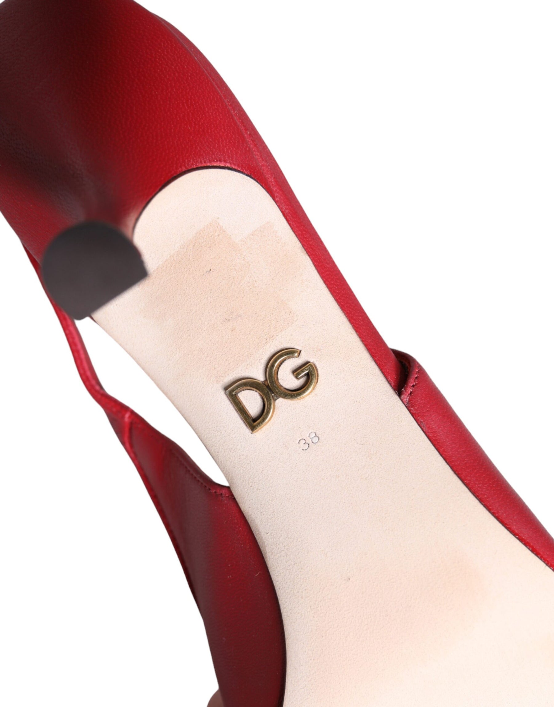 Dolce & Gabbana Red Devotion Leather Heels Slingback Shoes | Regal Royce