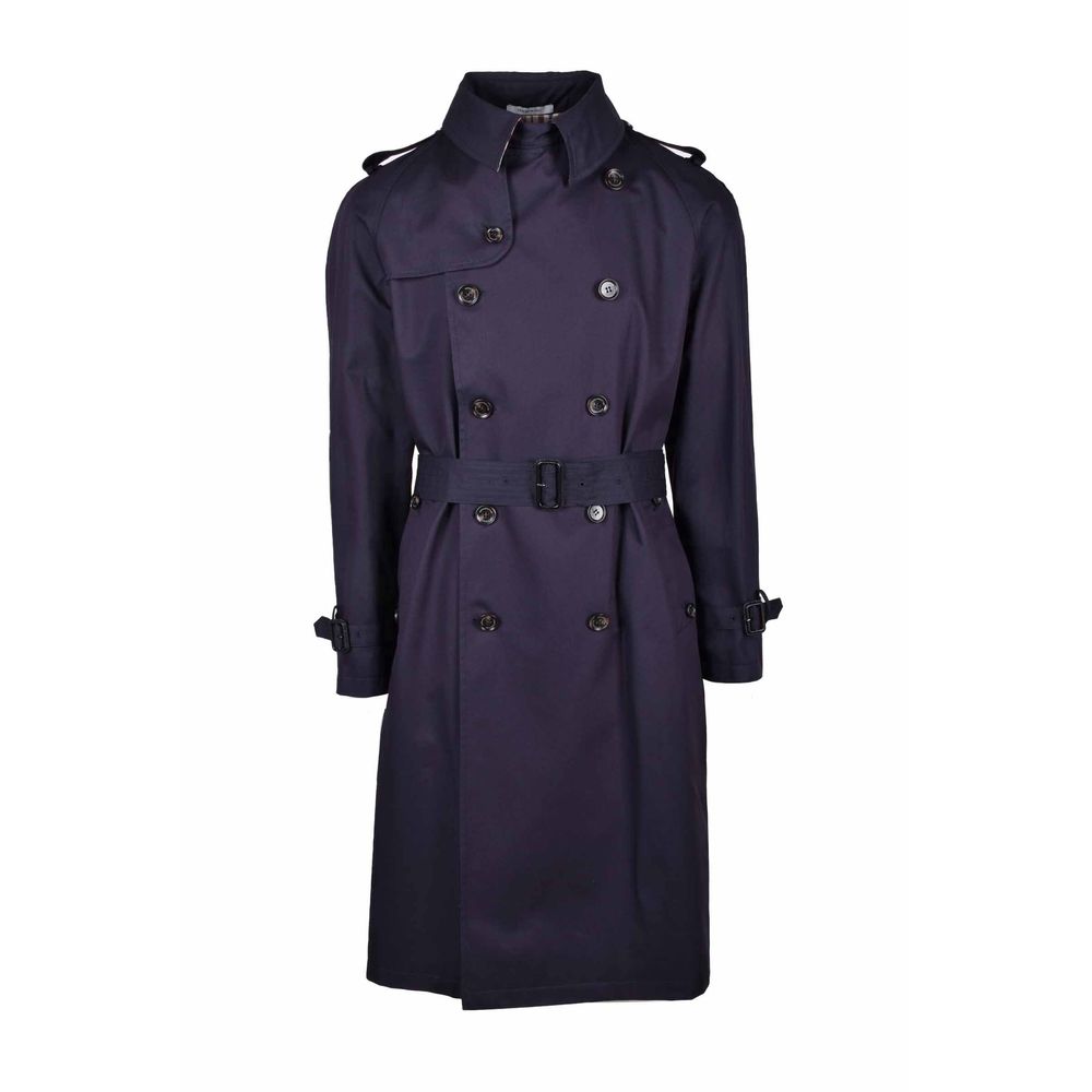 Aquascutum Blue Cotton Men Trench Coat | Regal Royce