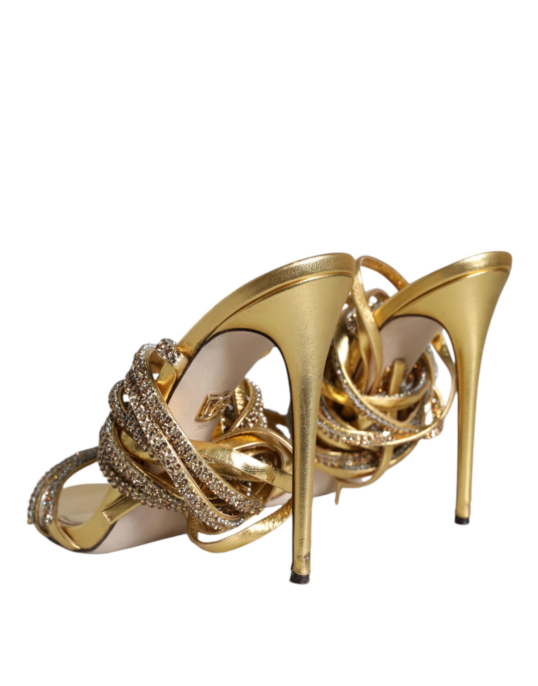 Dolce & Gabbana Gold Crystals Keira Heels Sandals Shoes | Regal Royce