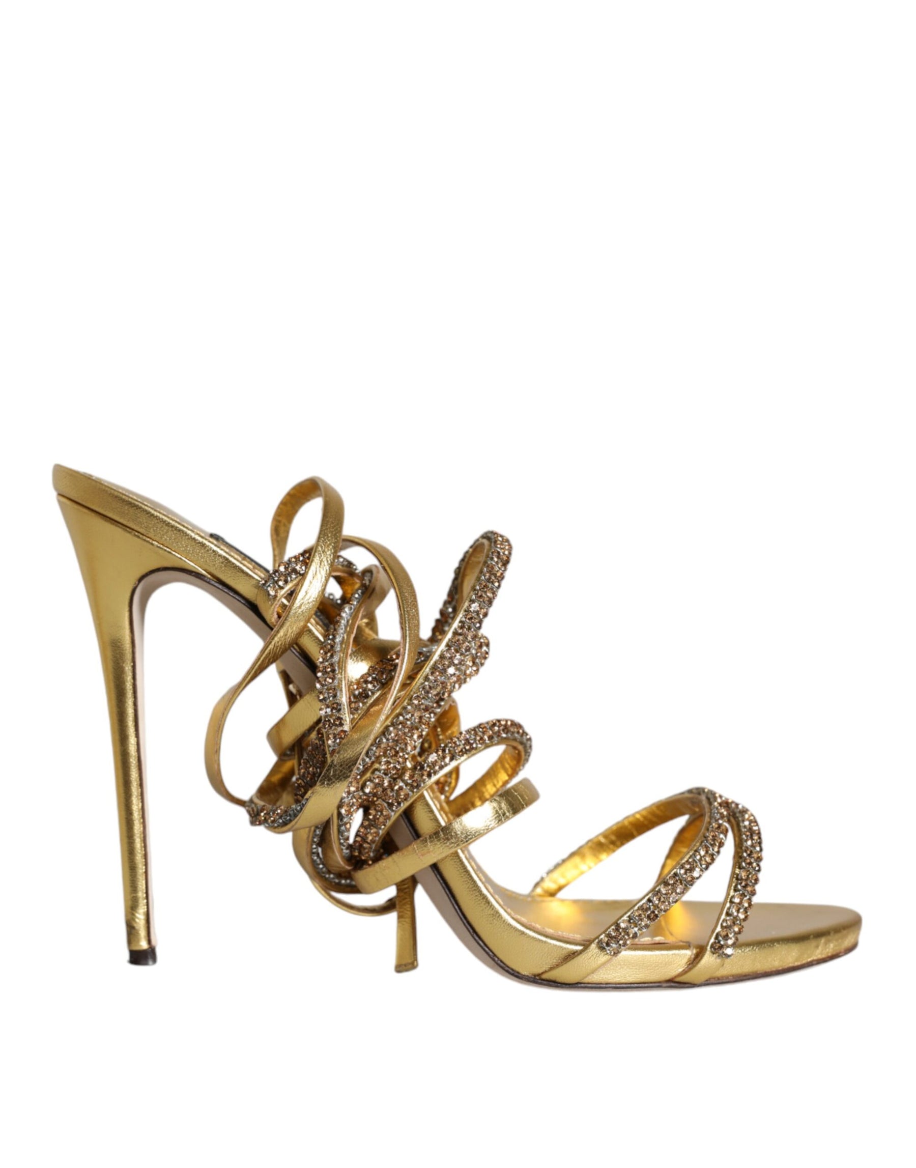 Dolce & Gabbana Gold Crystals Keira Heels Sandals Shoes | Regal Royce