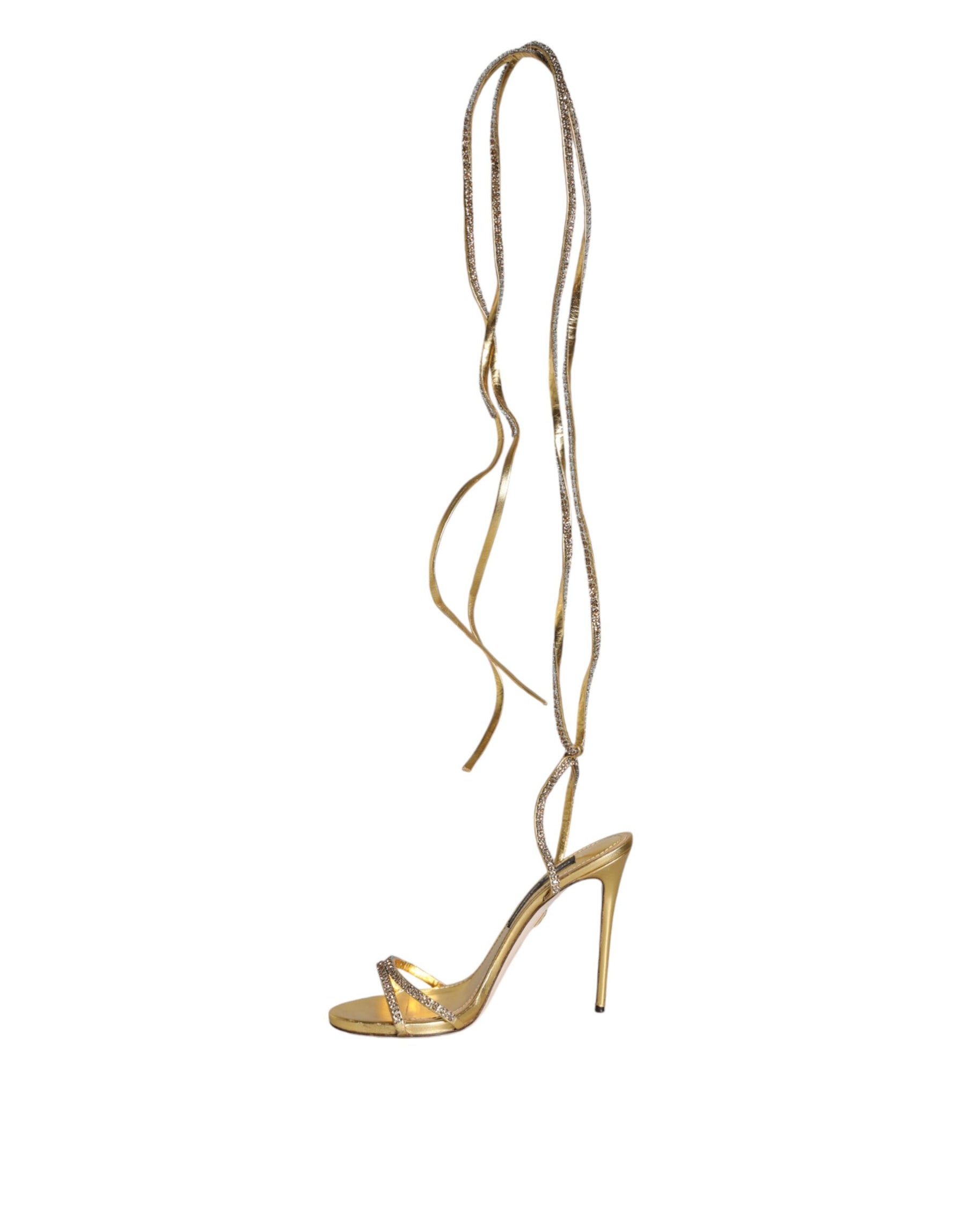 Dolce & Gabbana Gold Crystals Keira Heels Sandals Shoes | Regal Royce