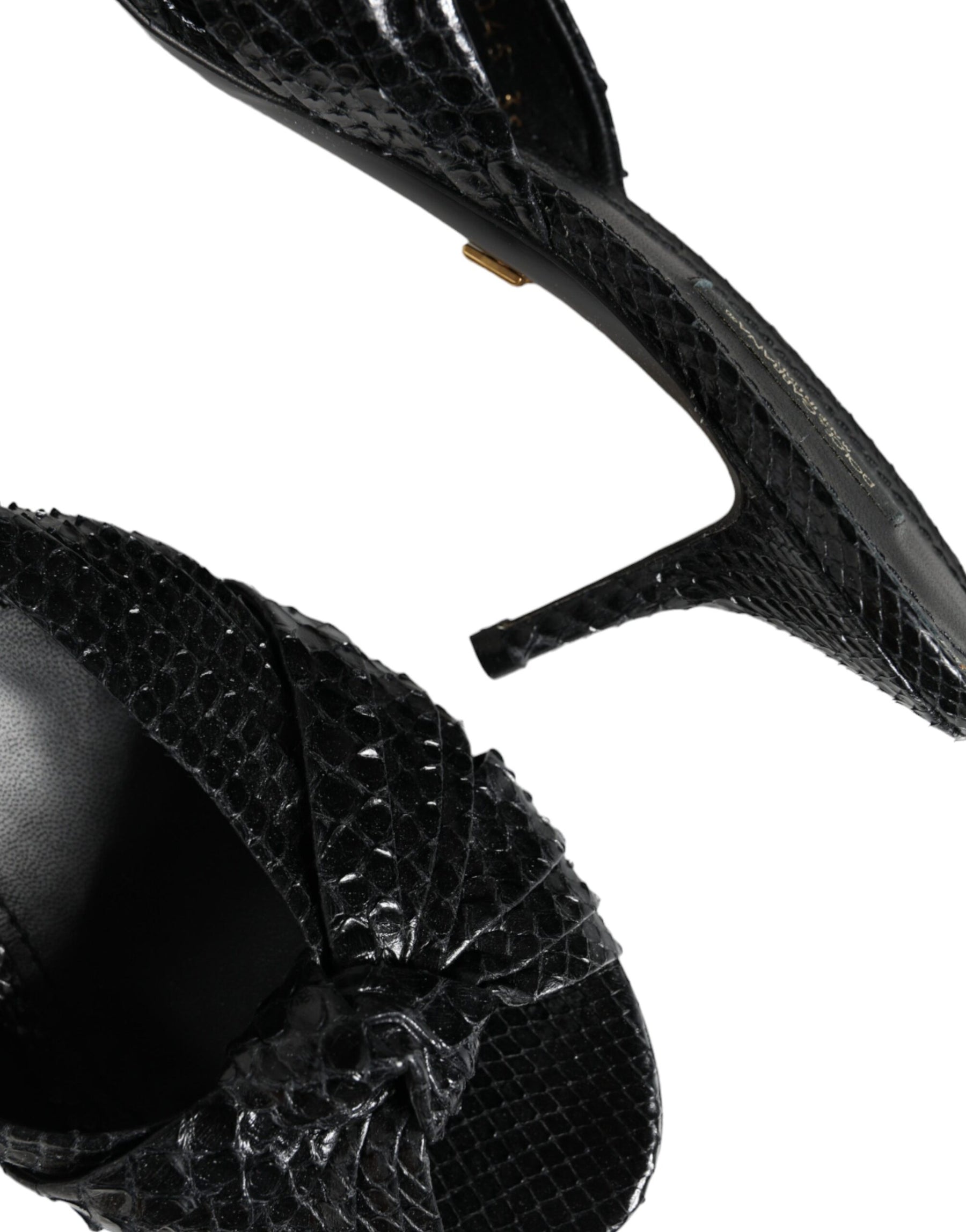 Dolce & Gabbana Black Leather Heels Slides Sandals Shoes | Regal Royce