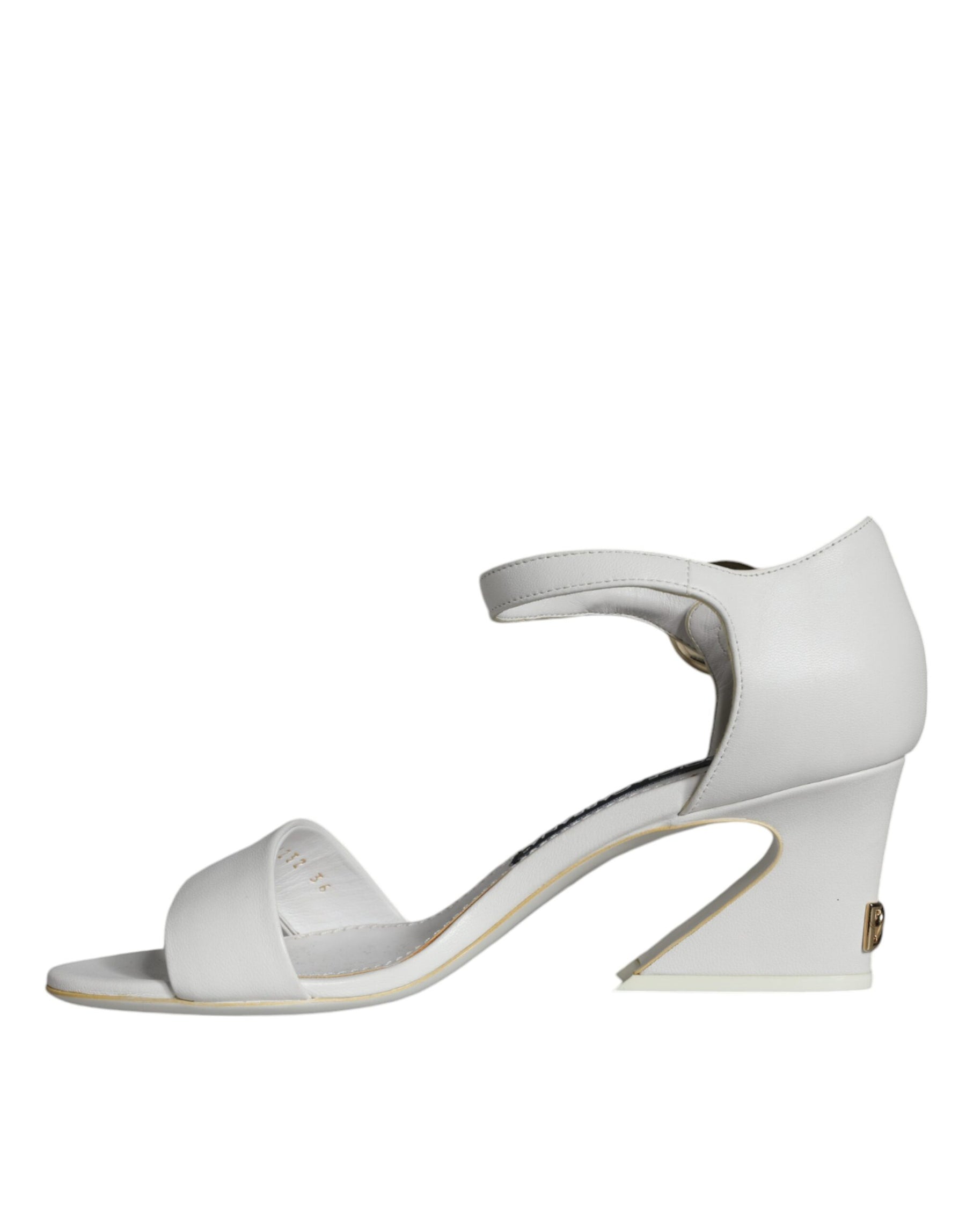 Dolce & Gabbana White Leather Heels Keira Sandals Shoes | Regal Royce