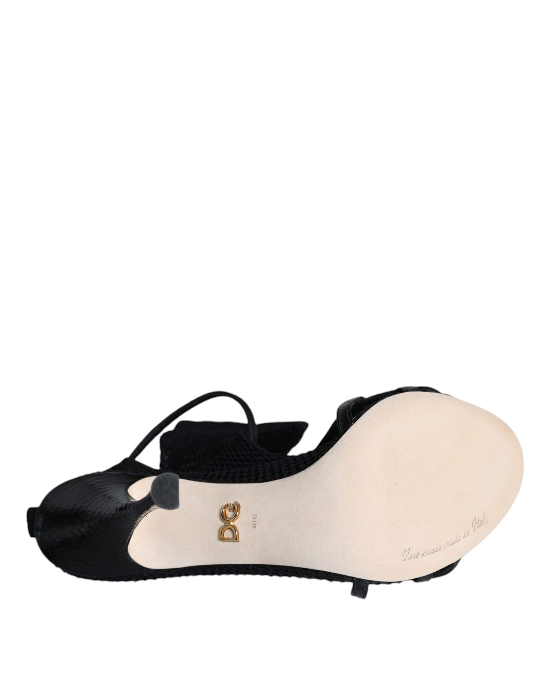 Dolce & Gabbana Black Mesh Stiletto Heels Sandals Shoes | Regal Royce