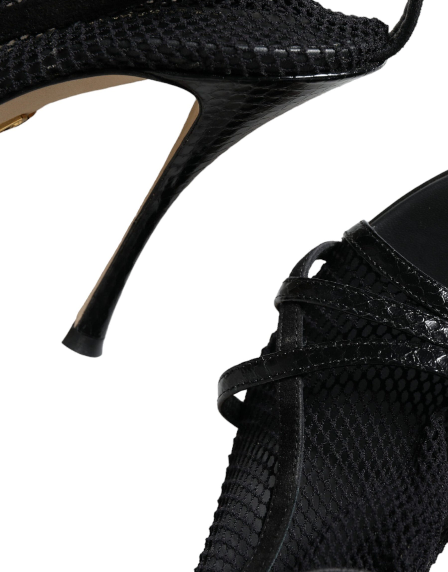 Dolce & Gabbana Black Mesh Stiletto Heels Sandals Shoes | Regal Royce