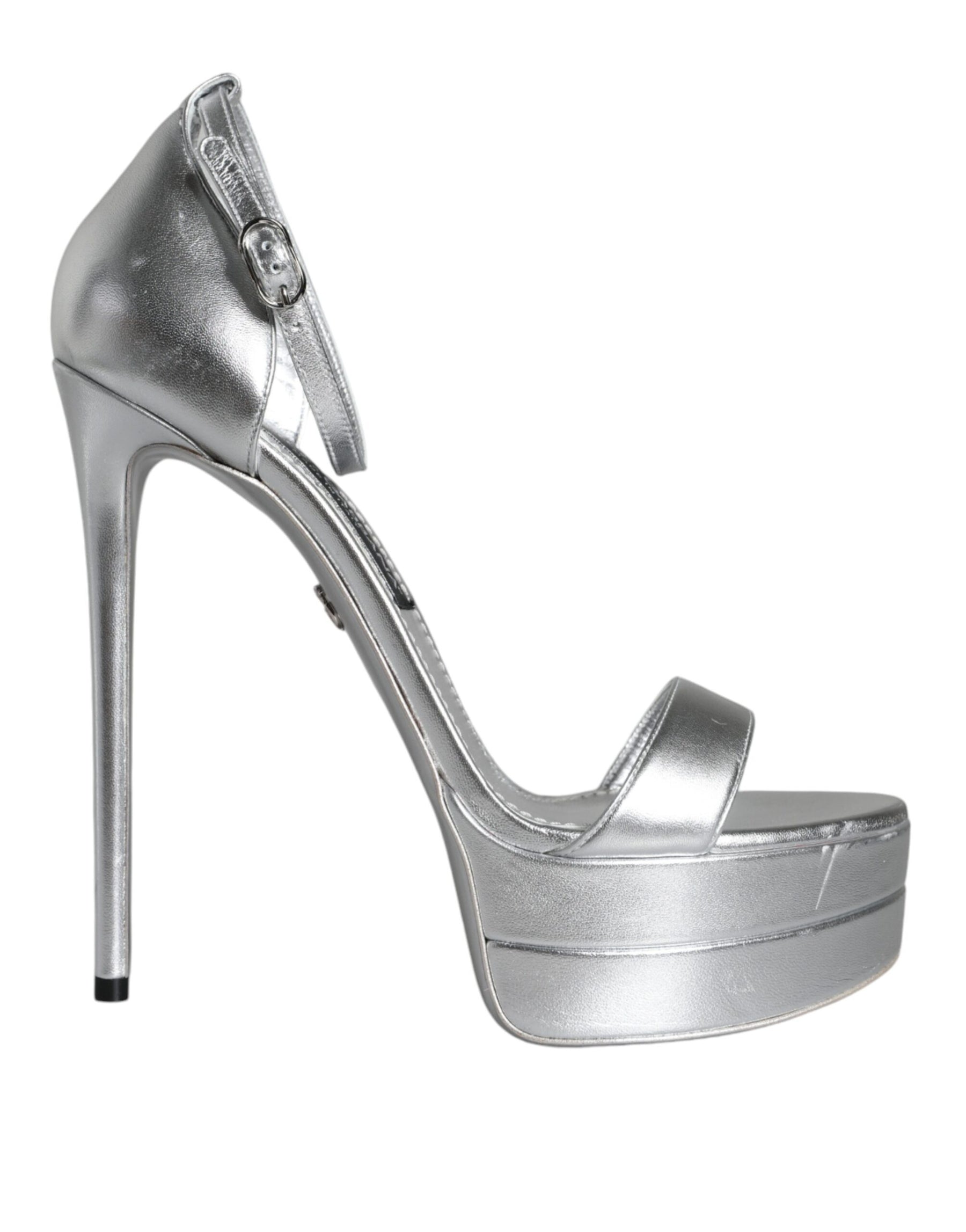 Dolce & Gabbana Silver Leather Platform Keira Sandals Shoes | Regal Royce