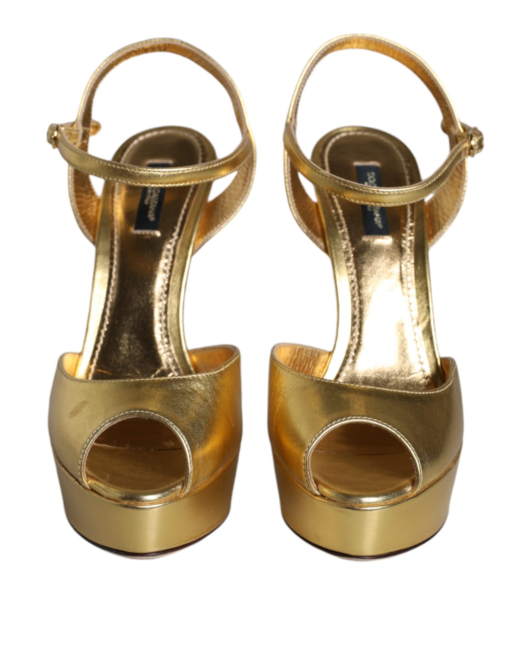Dolce & Gabbana Gold Bette Leather Heels Sandals Shoes | Regal Royce