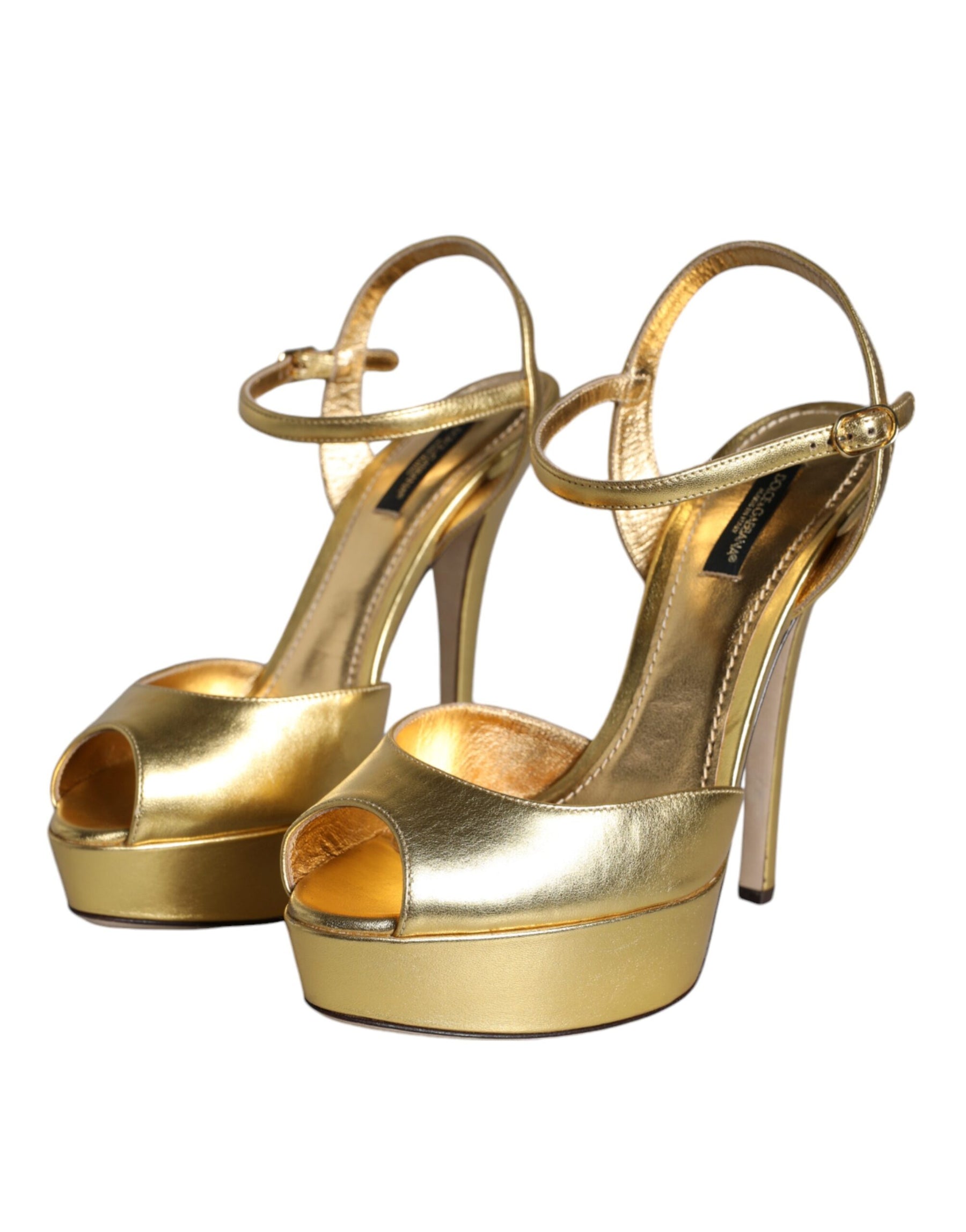 Dolce & Gabbana Gold Bette Leather Heels Sandals Shoes | Regal Royce