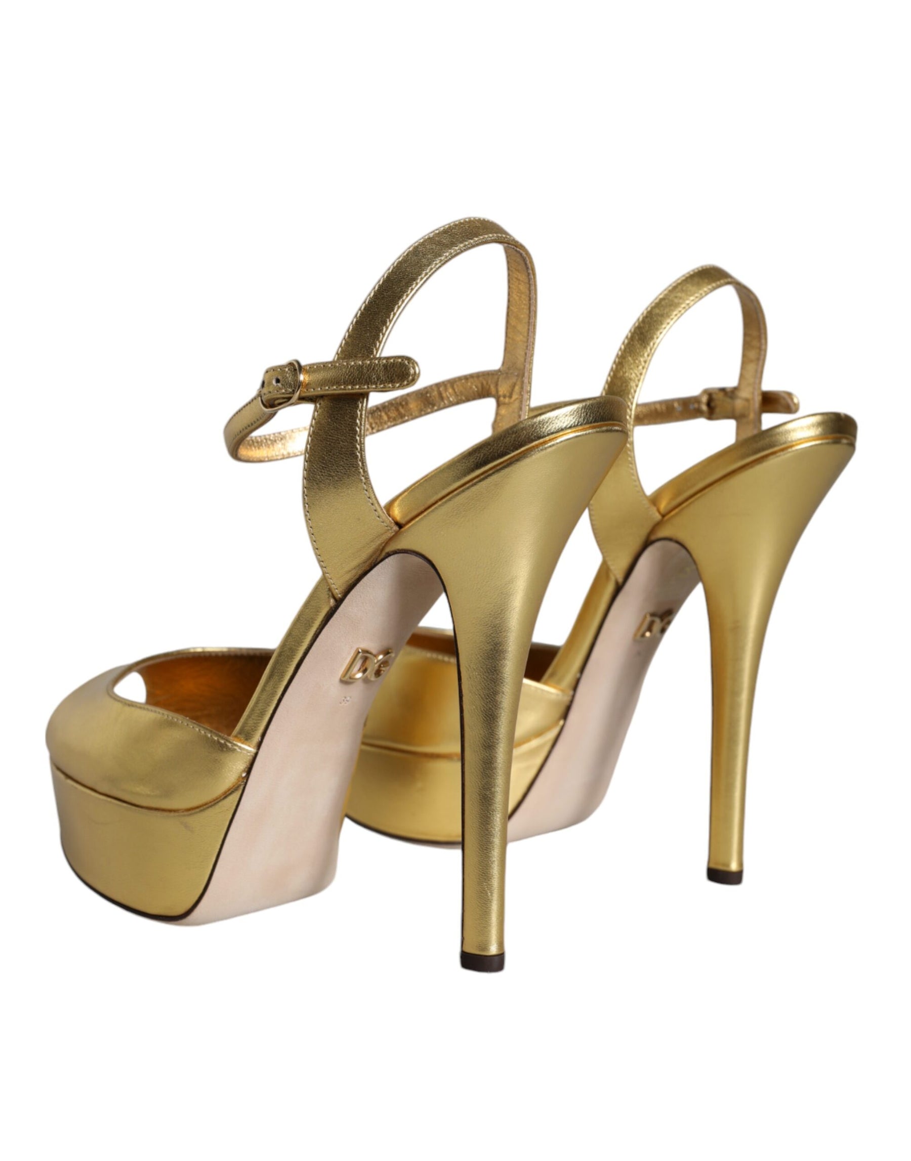 Dolce & Gabbana Gold Bette Leather Heels Sandals Shoes | Regal Royce
