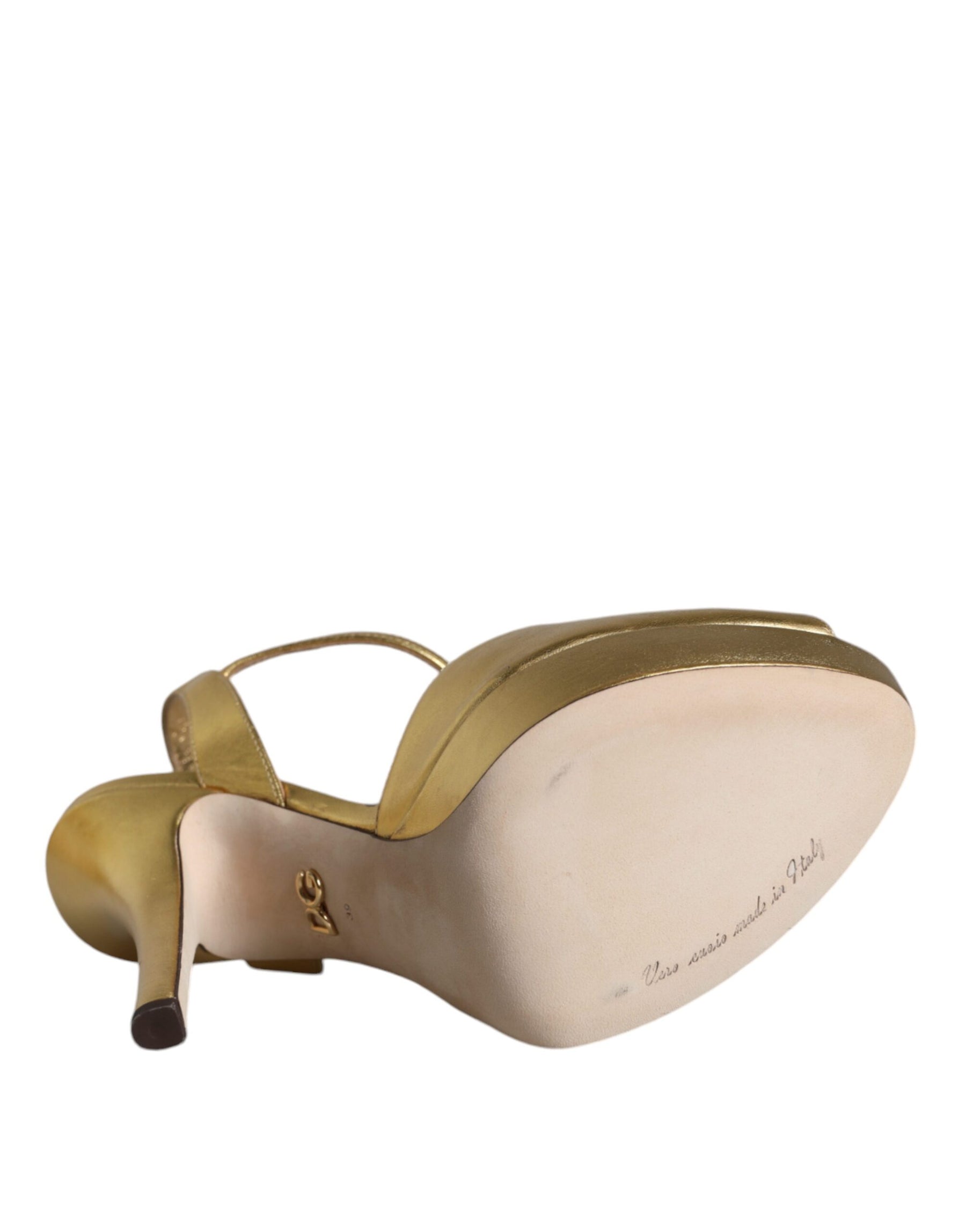Dolce & Gabbana Gold Bette Leather Heels Sandals Shoes | Regal Royce