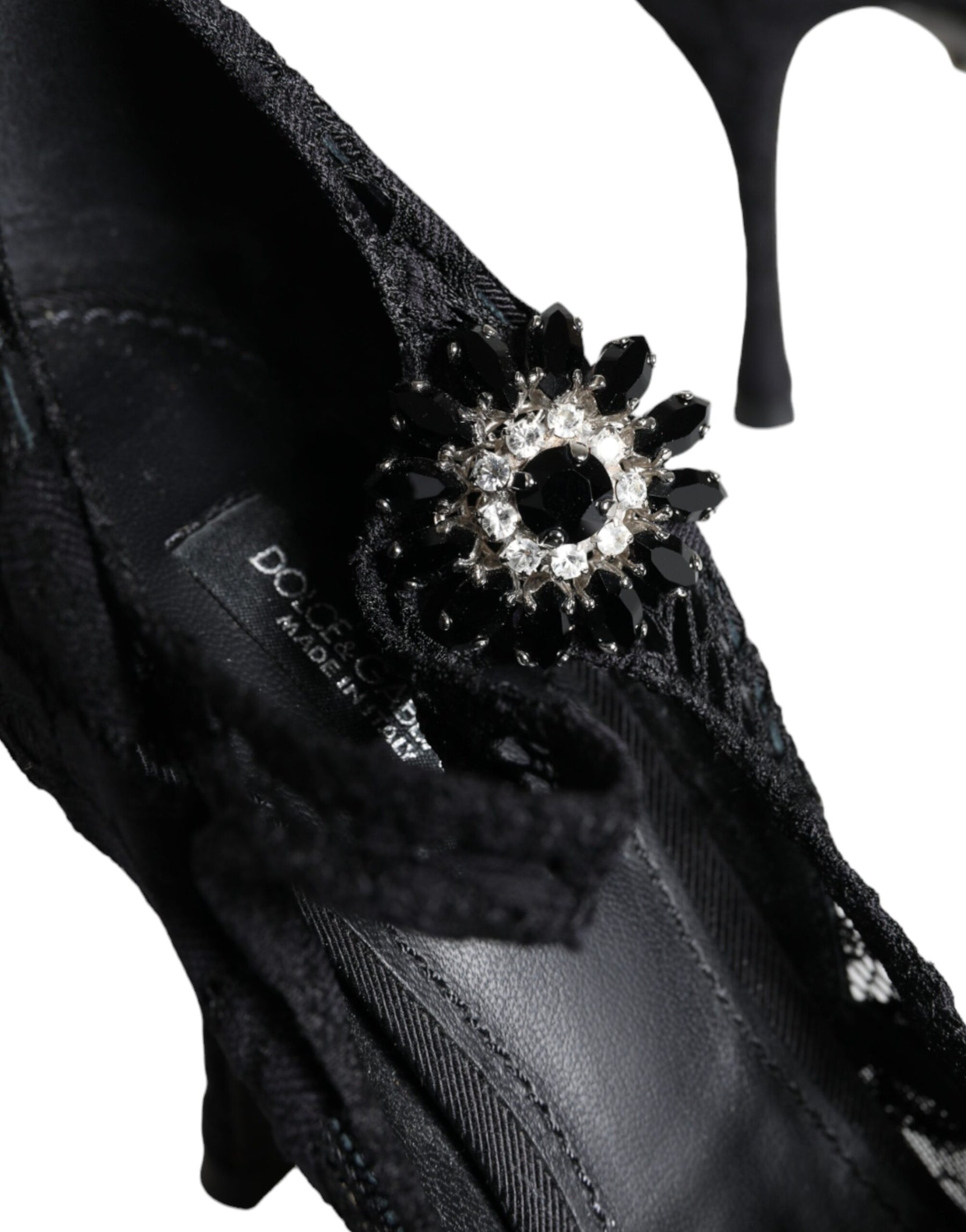 Dolce & Gabbana Black Mary Jane Pumps Lace Crystals Heels Shoes | Regal Royce