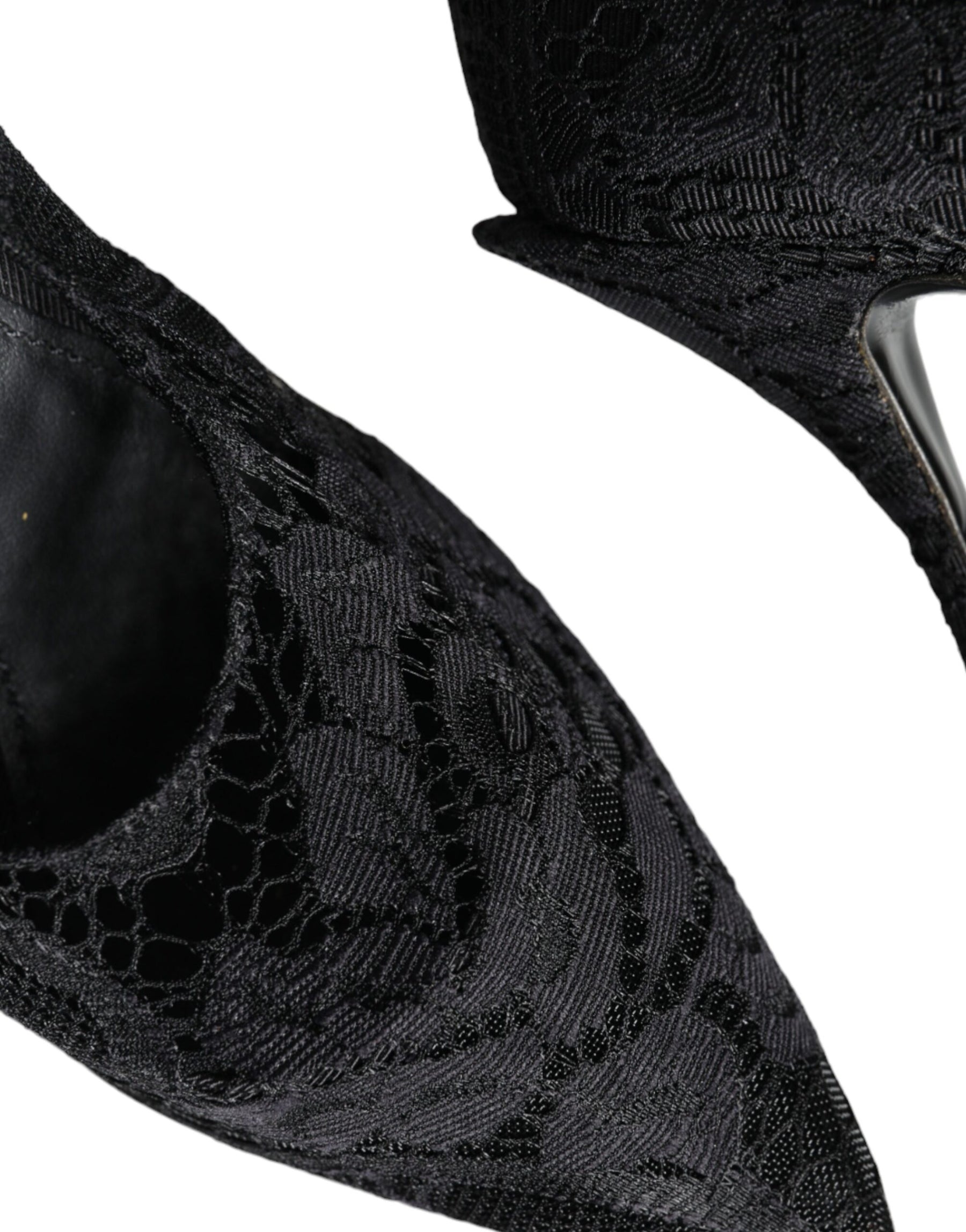 Dolce & Gabbana Black Mary Jane Pumps Lace Crystals Heels Shoes | Regal Royce