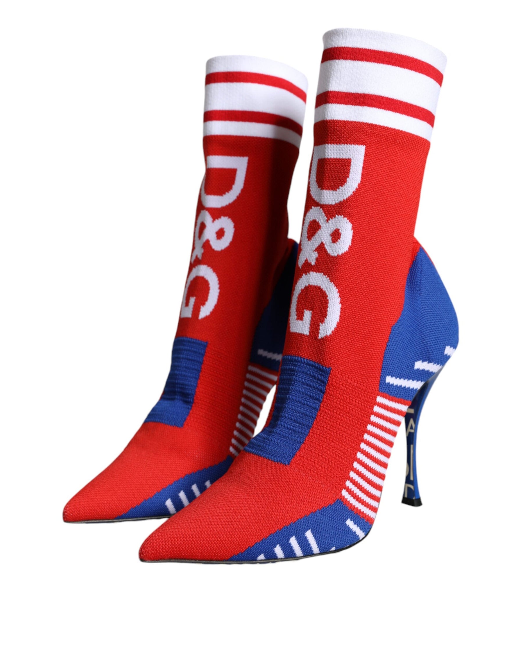 Dolce & Gabbana Red Blue Stretch Sock Style Ankle Boots Logo Shoes | Regal Royce