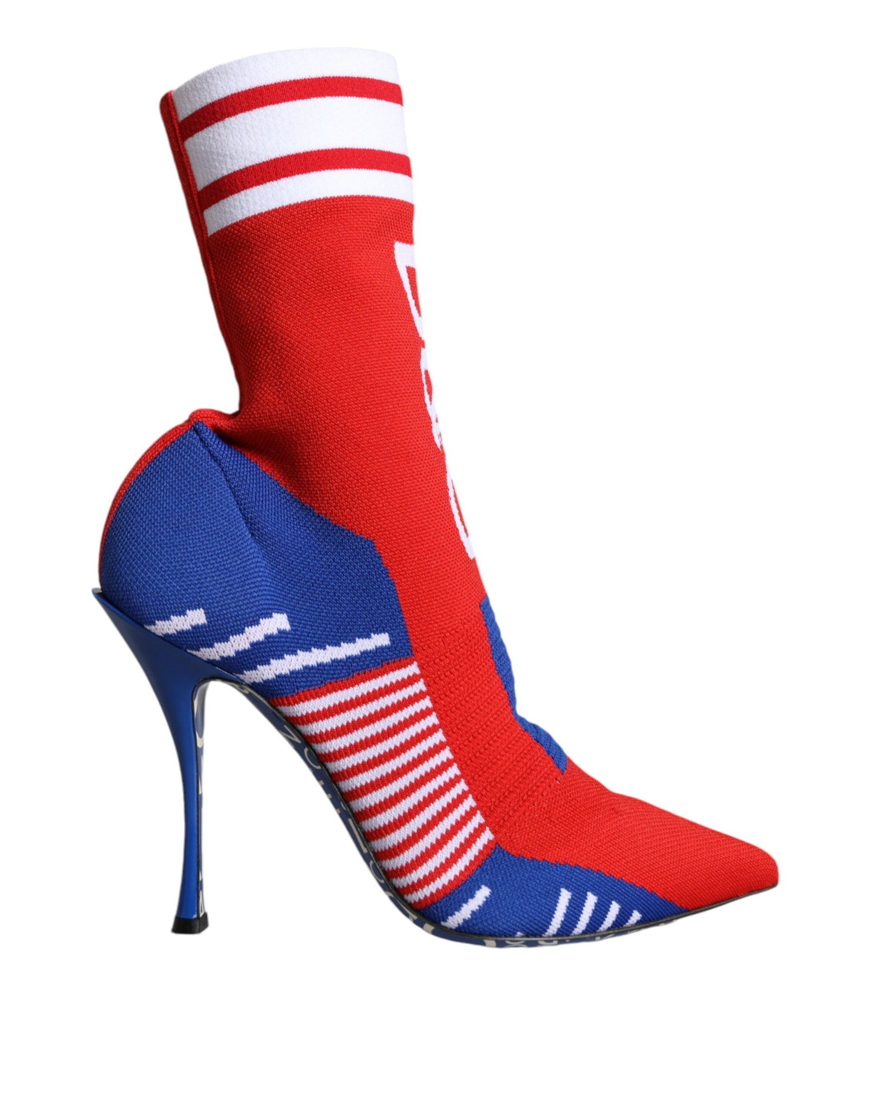 Dolce & Gabbana Red Blue Stretch Sock Style Ankle Boots Logo Shoes | Regal Royce