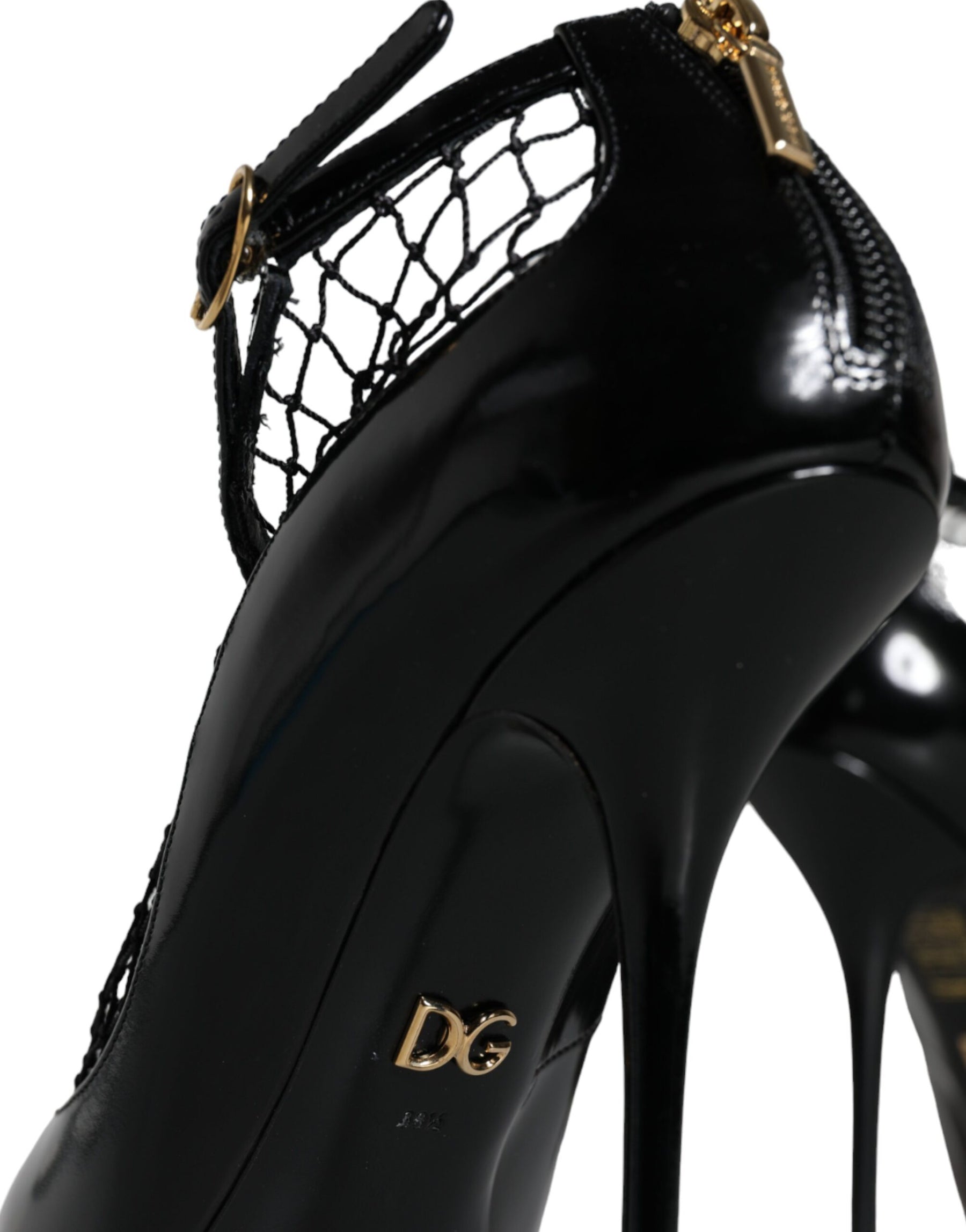 Dolce & Gabbana Black Mesh Patent Leather Heels Pumps Shoes | Regal Royce