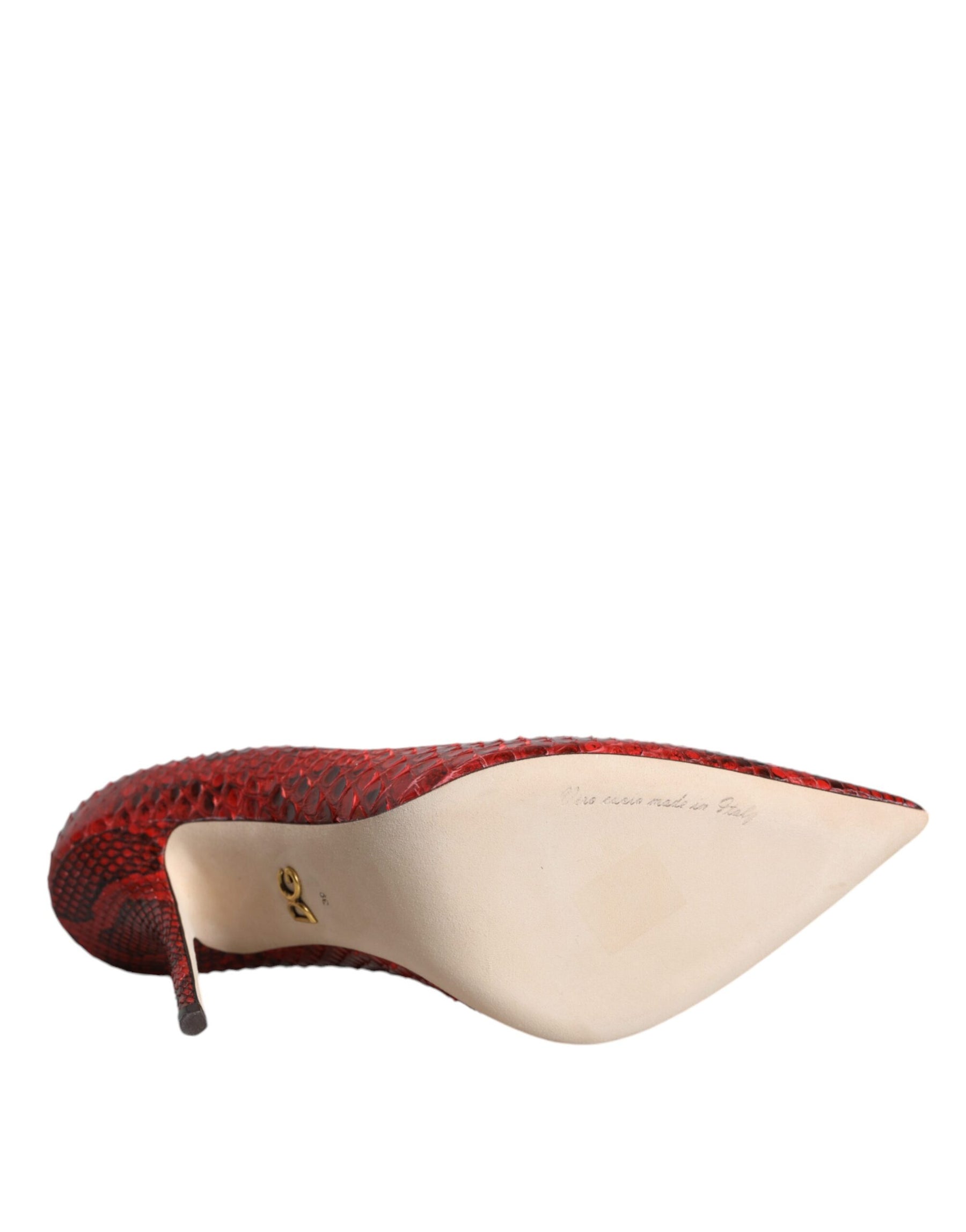 Dolce & Gabbana Red Leather Stiletto High Heels Pumps Shoes | Regal Royce