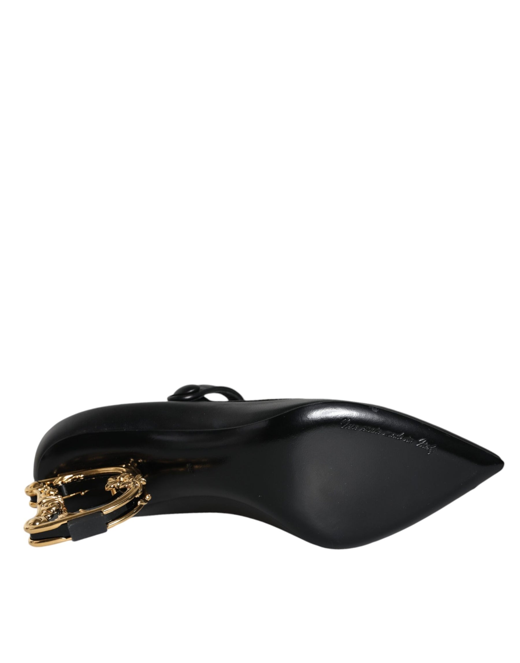 Dolce & Gabbana Black Leather Logo Heels Mary Janes Pumps Shoes | Regal Royce