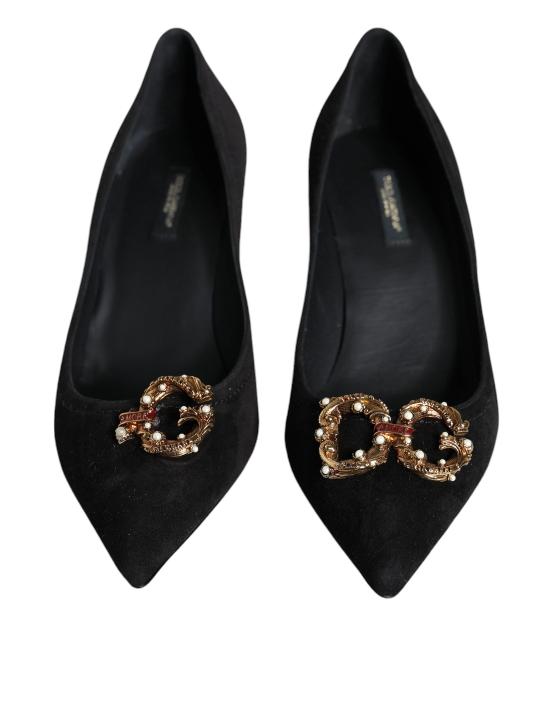 Dolce & Gabbana Black Amore Suede Bellucci Heels Pumps Shoes | Regal Royce