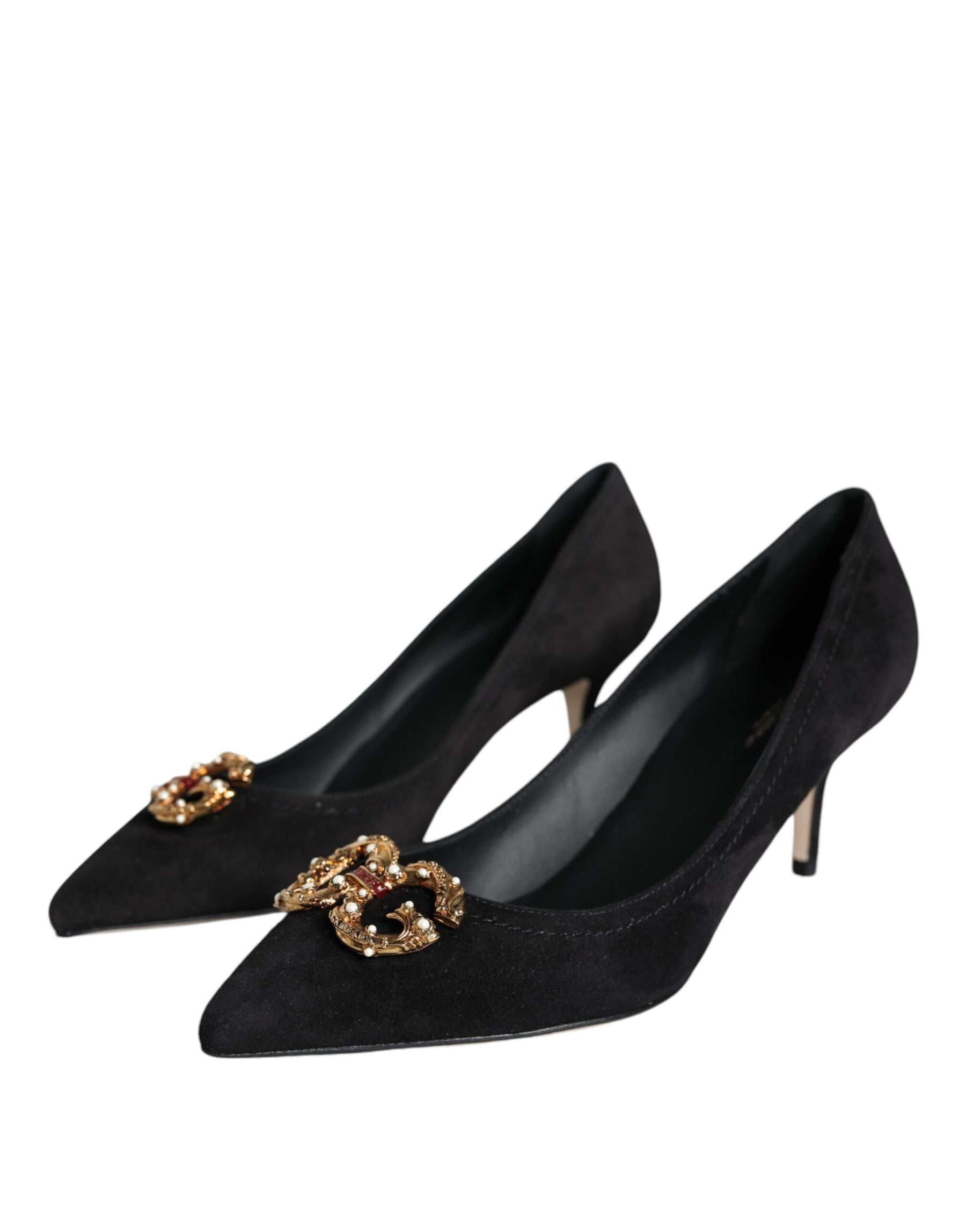 Dolce & Gabbana Black Amore Suede Bellucci Heels Pumps Shoes | Regal Royce