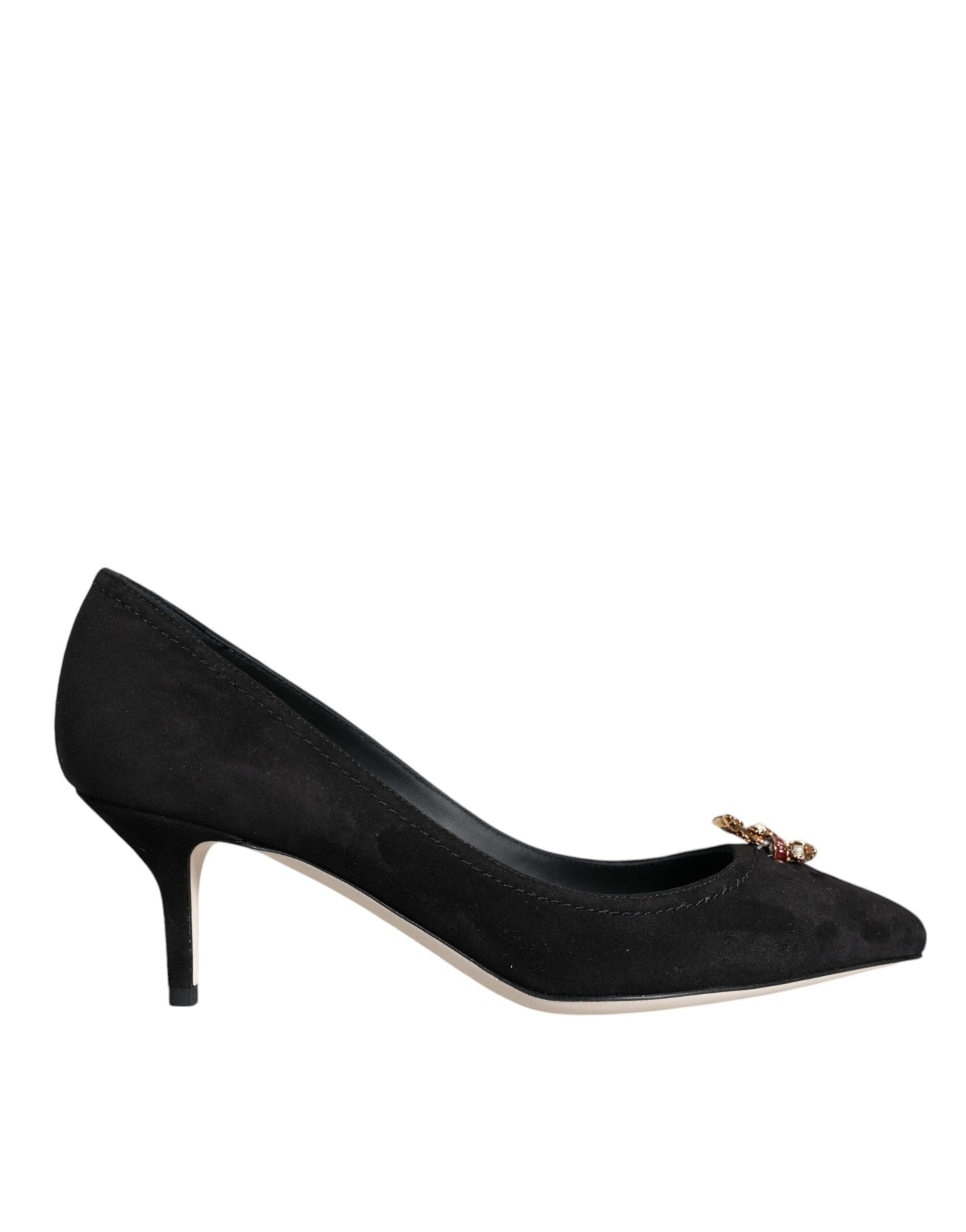 Dolce & Gabbana Black Amore Suede Bellucci Heels Pumps Shoes | Regal Royce