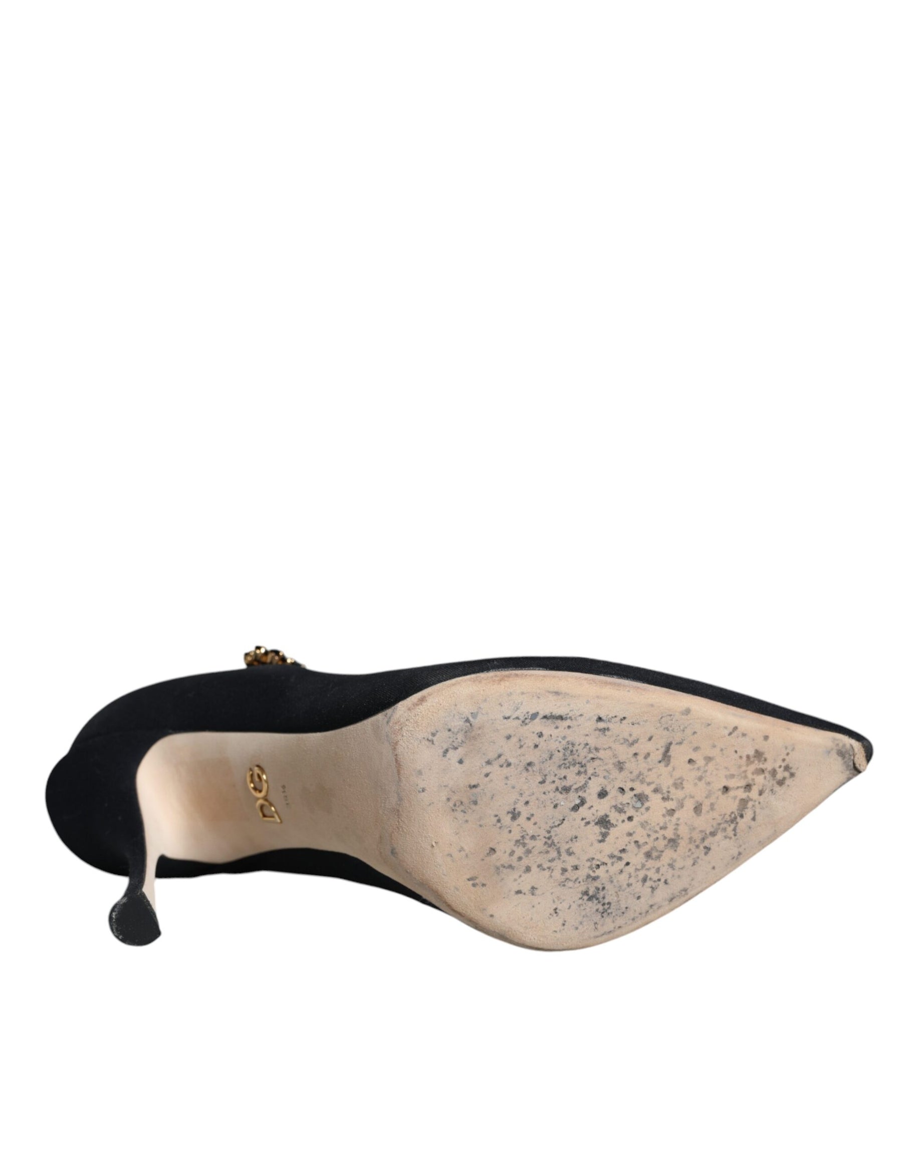 Dolce & Gabbana Black Mary Jane Jersey Crystal Pumps Shoes | Regal Royce