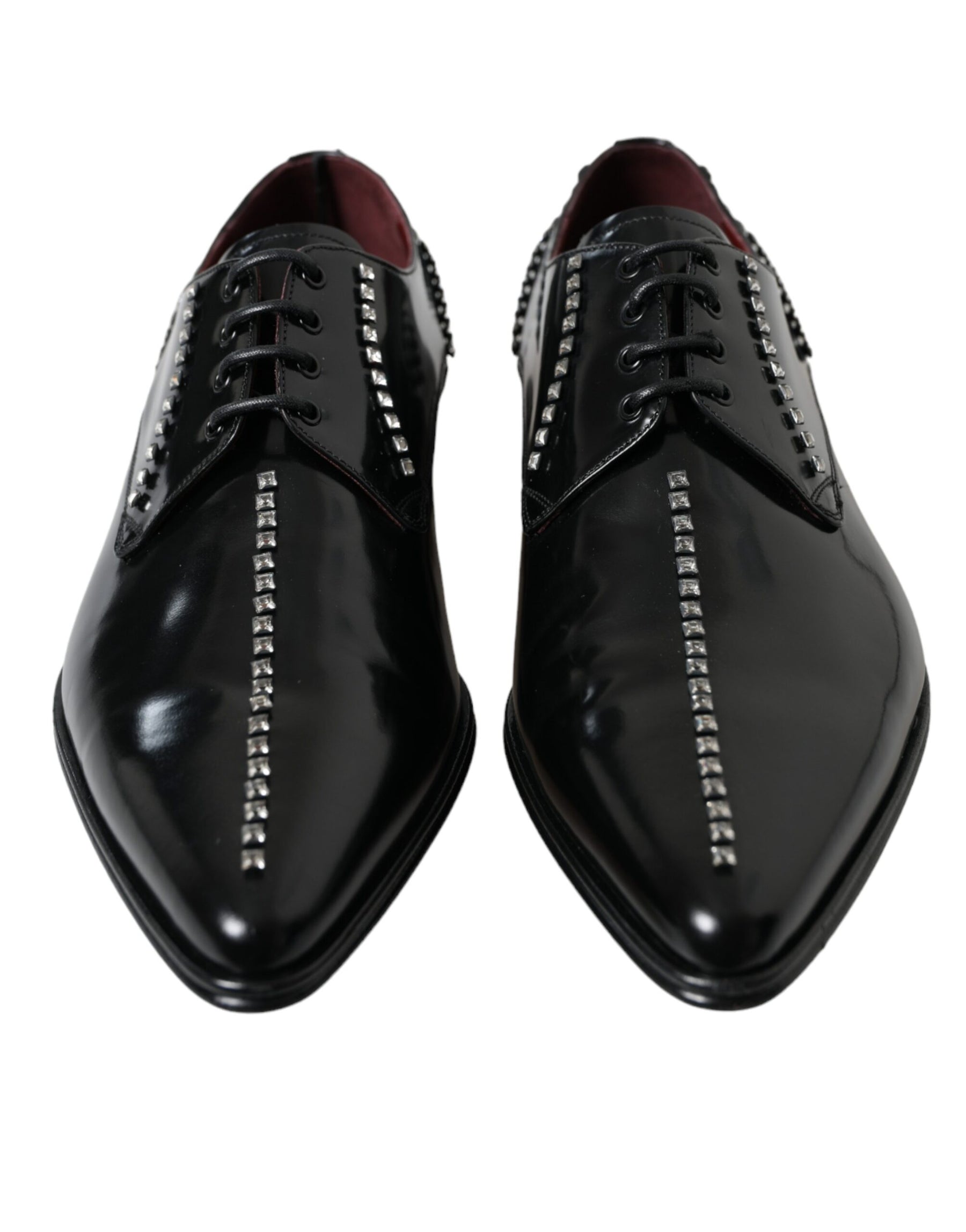 Dolce & Gabbana Black Leather Crystal Dress Formal Shoes | Regal Royce