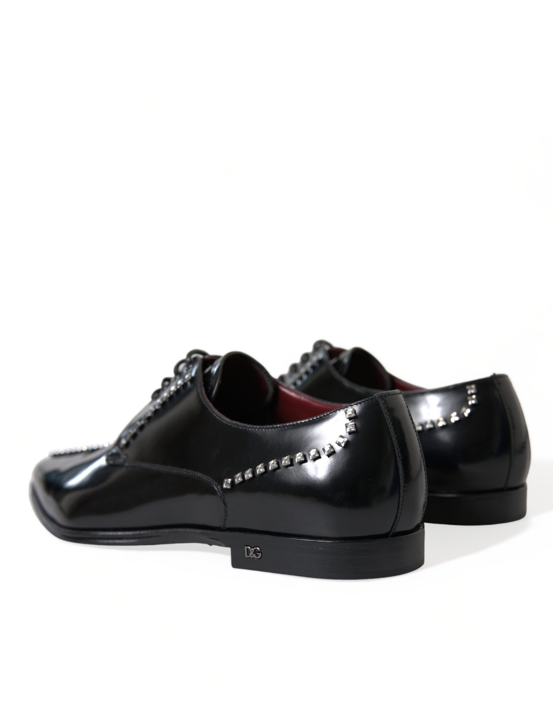Dolce & Gabbana Black Leather Crystal Dress Formal Shoes | Regal Royce