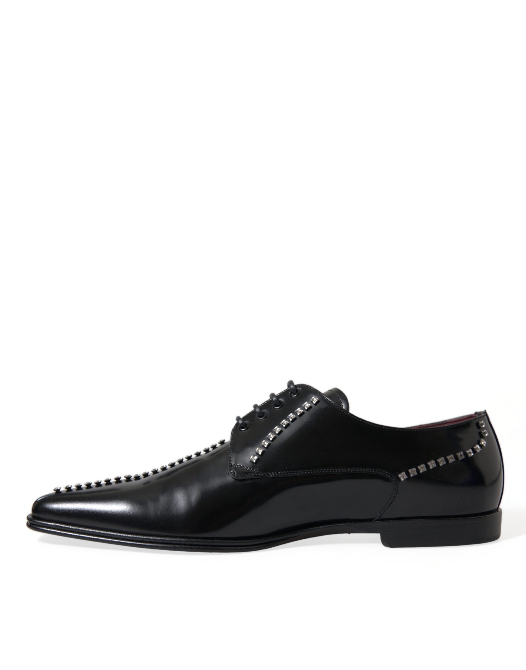 Dolce & Gabbana Black Leather Crystal Dress Formal Shoes | Regal Royce