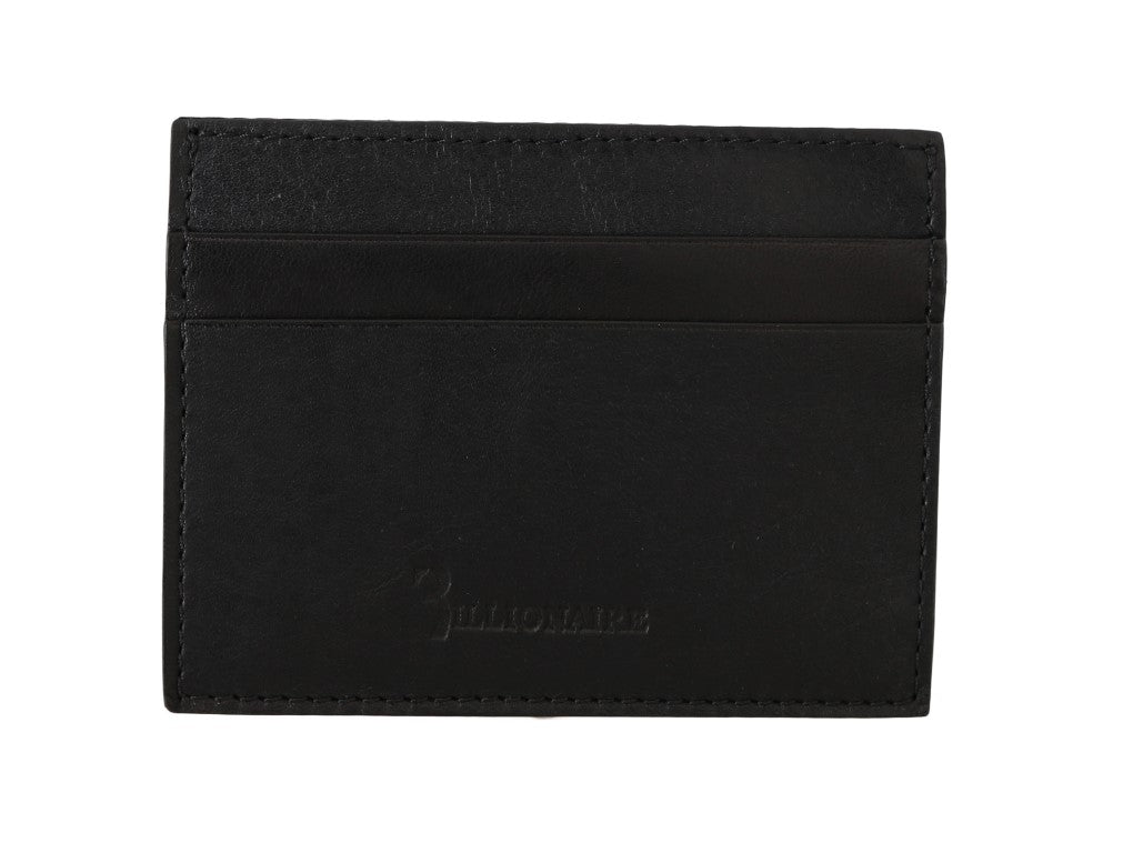 Billionaire Italian Couture Black Leather Cardholder Wallet | Regal Royce