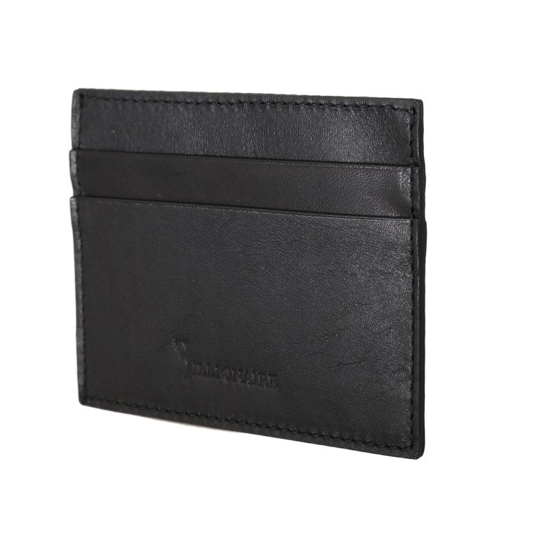 Billionaire Italian Couture Black Leather Cardholder Wallet | Regal Royce