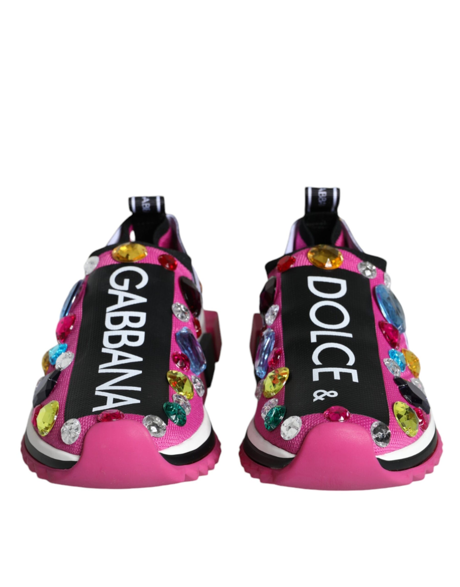 Dolce & Gabbana Pink Sorrento Crystals Low Top Sneakers Shoes | Regal Royce