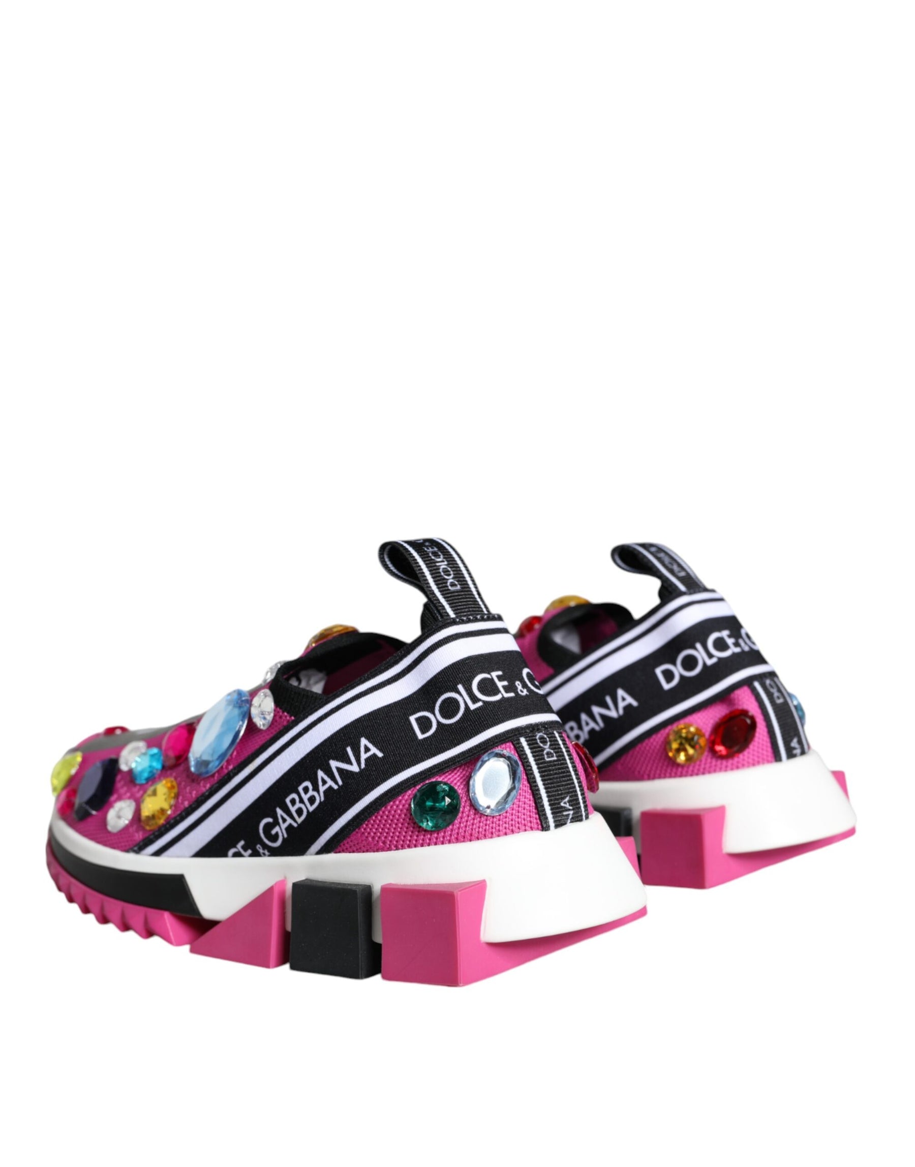 Dolce & Gabbana Pink Sorrento Crystals Low Top Sneakers Shoes | Regal Royce