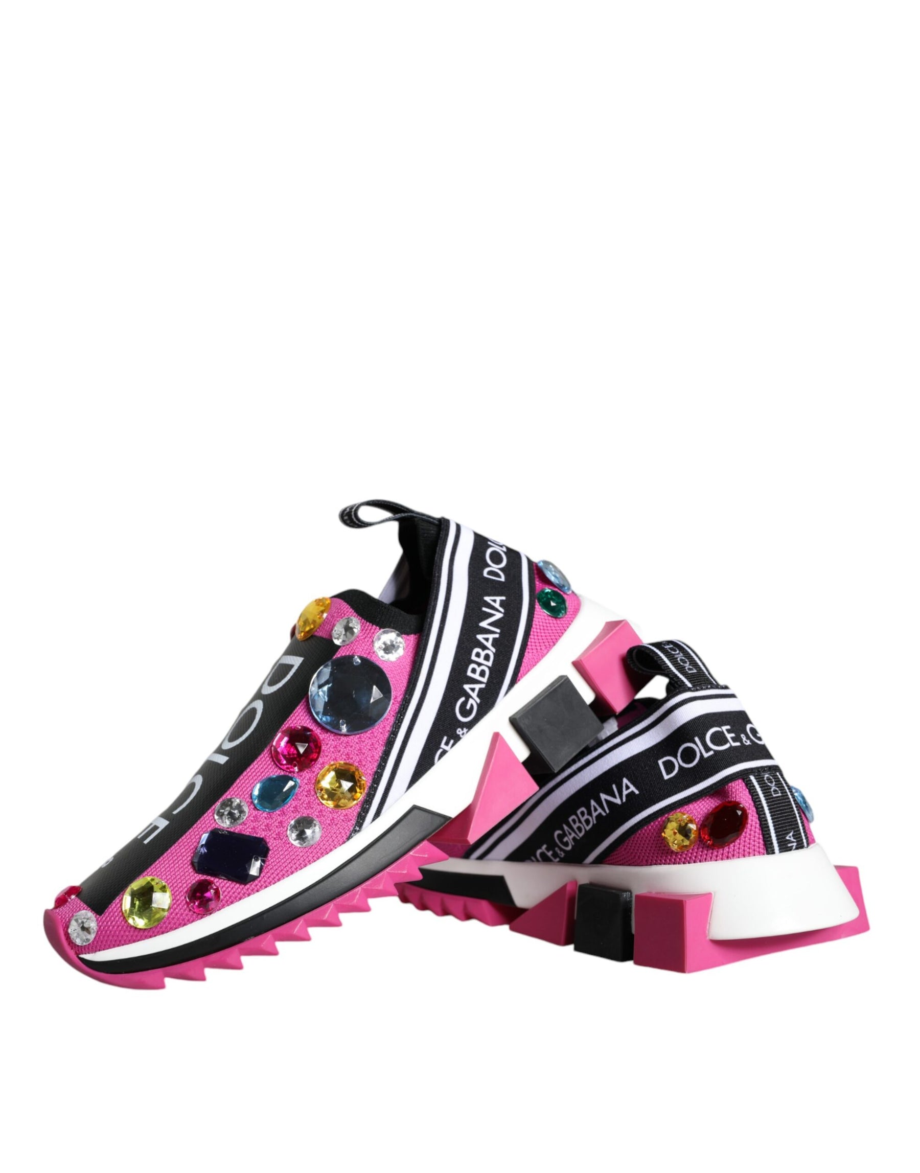 Dolce & Gabbana Pink Sorrento Crystals Low Top Sneakers Shoes | Regal Royce